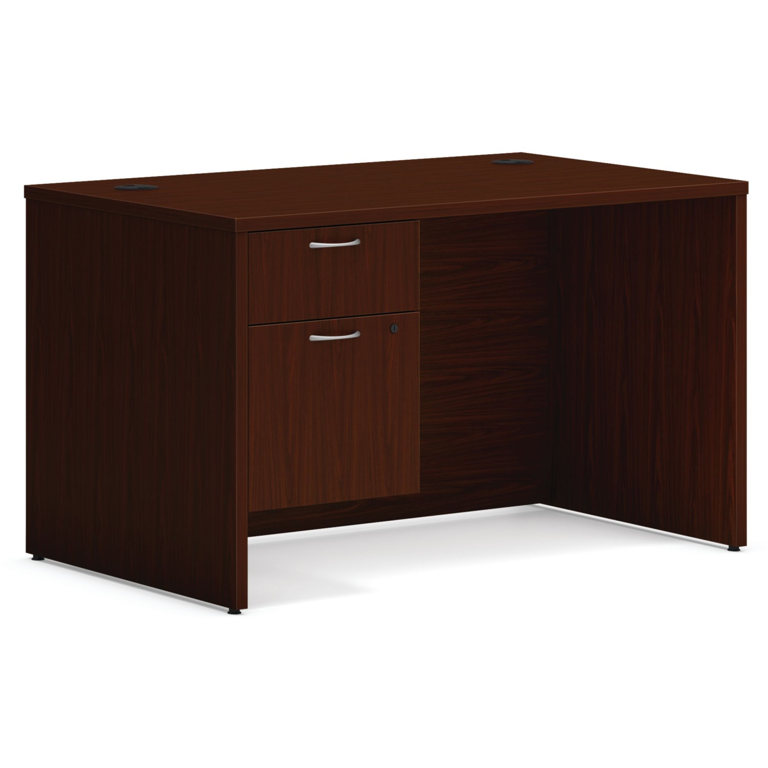 HON 48inW Mod Computer Desk With Hanging Storage Pedestal, Traditional Mahogany