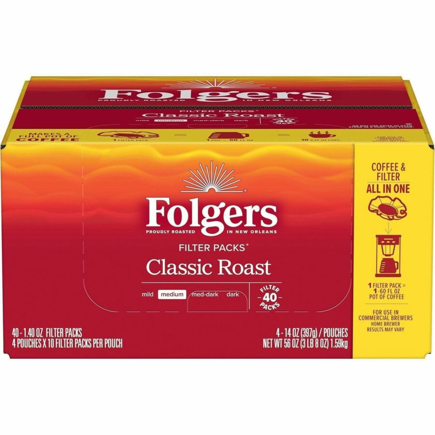 Folgers Single-Serve Coffee Packets, Classic Roast, Carton Of 40 - Image 4