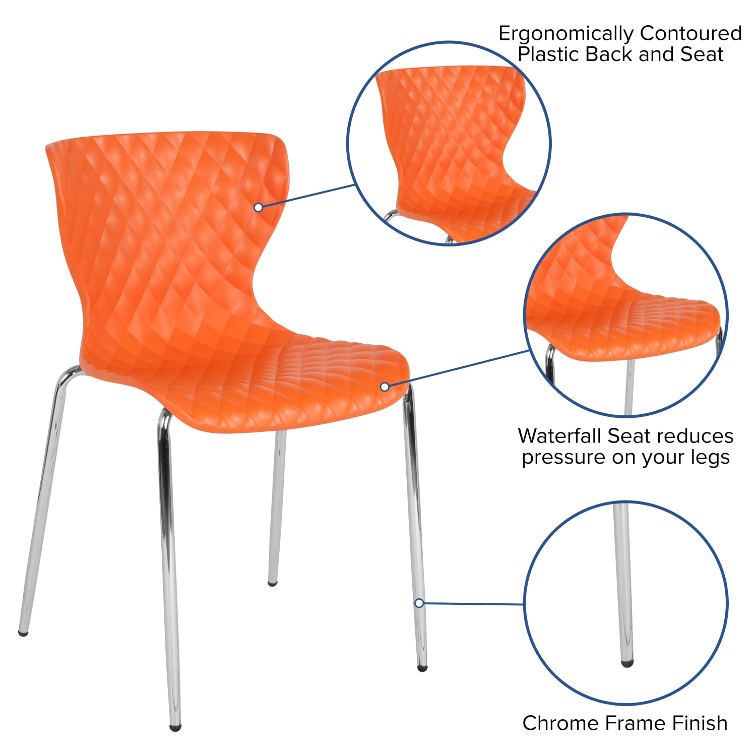 Flash Furniture Lowell Contemporary Design Plastic Stack Chair, Orange - Image 4