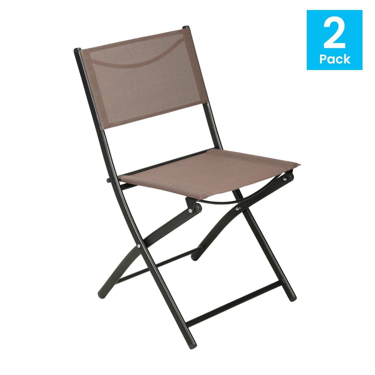 Flash Furniture Brazos Set of 2 Commercial Grade Indoor/Outdoor Folding Chairs with Flex Comfort Material Backs and Seats and Metal Frames, Brown - Image 3