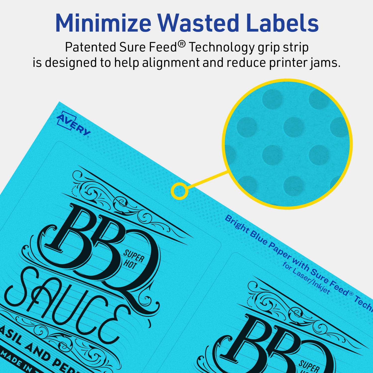 Avery Print-To-The-Edge Labels With Sure Feed Technology And Easy Peel, 94254-BBP20, Rectangle, 4-3/4in x 3-3/4in, Matte Bright Blue, Pack of 80 - Image 5