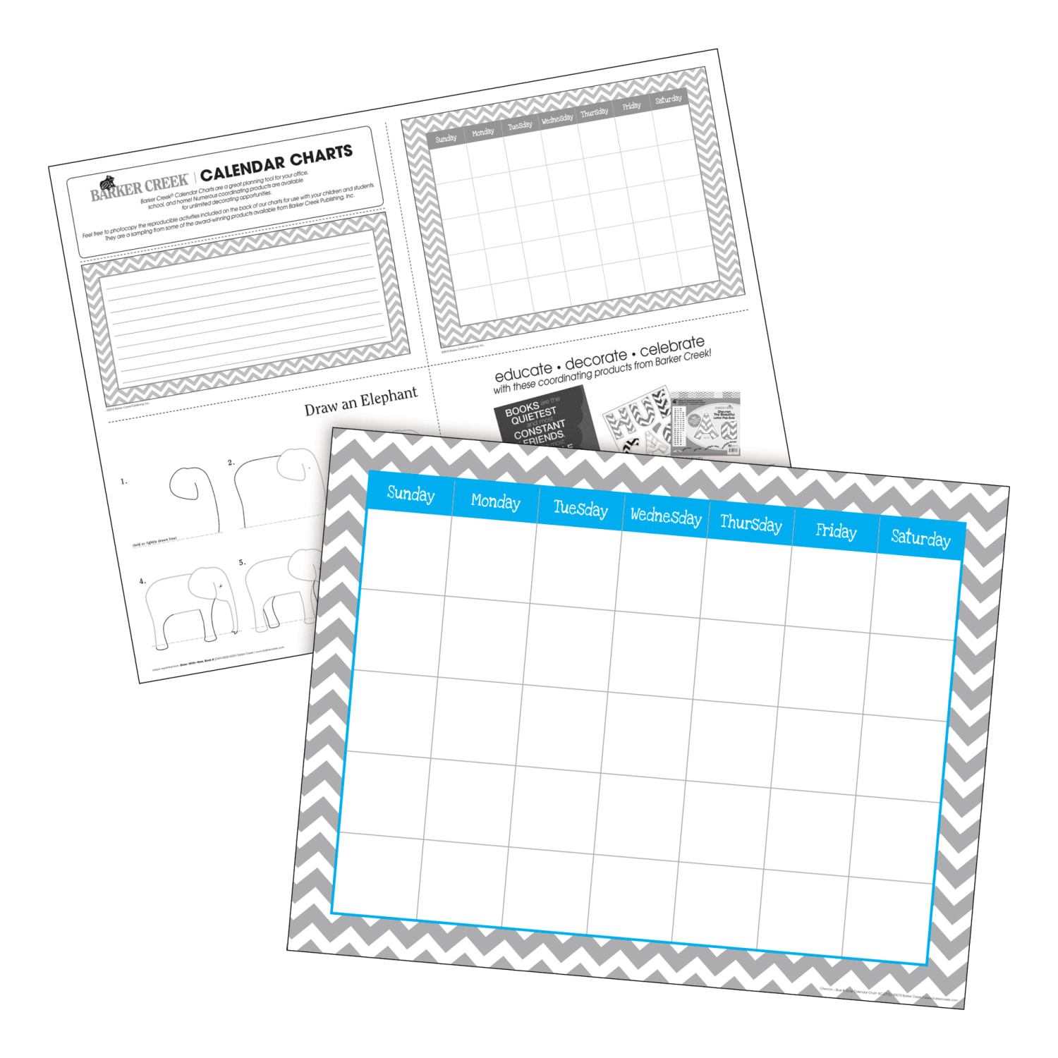 Barker Creek Chevron Office/Classroom Set With Incentive Chart, Nautical - Image 3