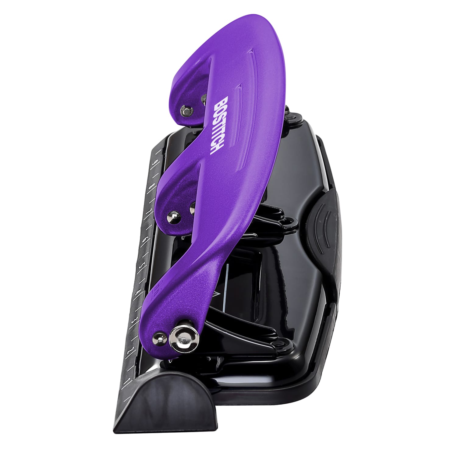 Bostitch EZ Squeeze Three-Hole Punch, 12 Sheet Capacity, Purple - Image 3