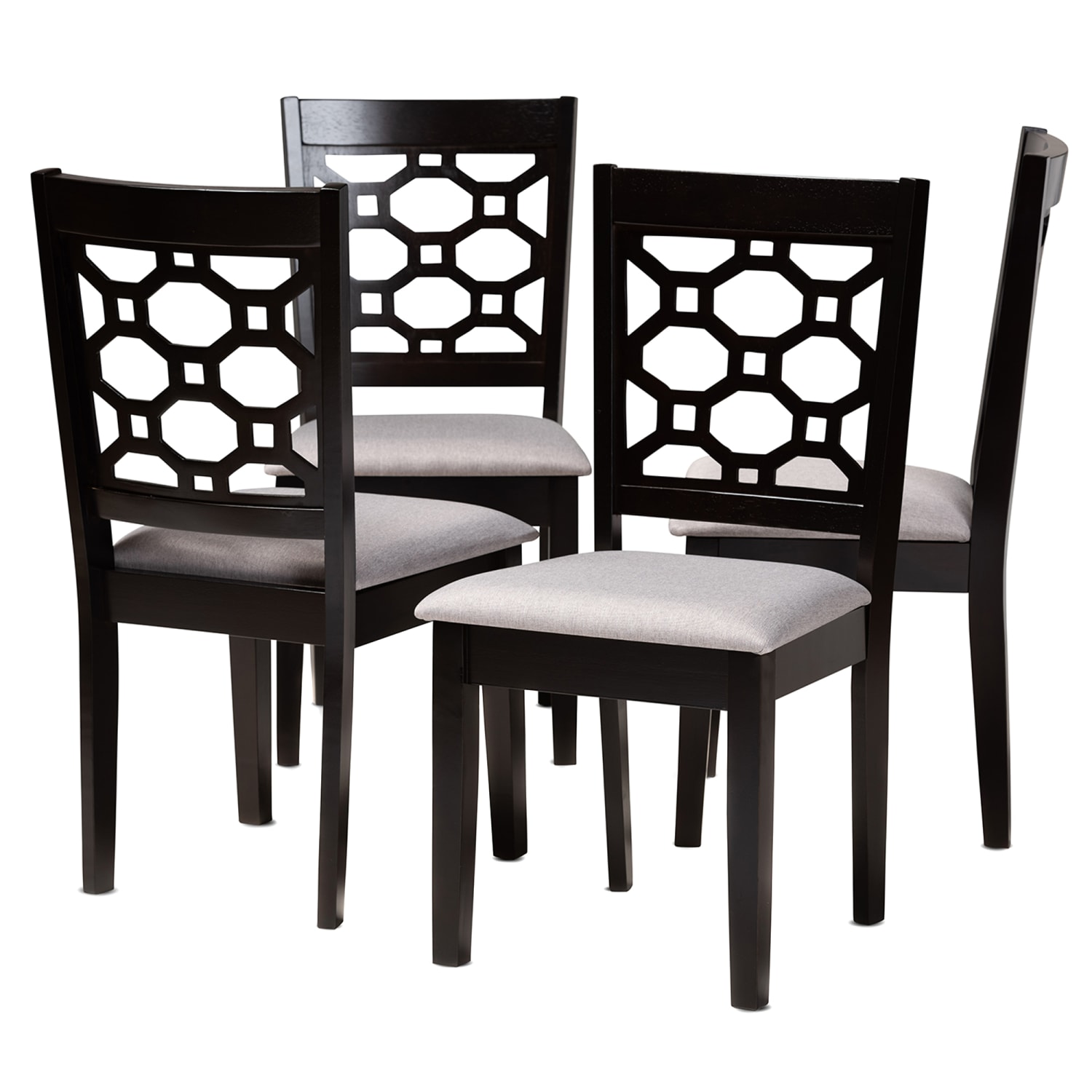 Baxton Studio Peter Dining Chairs, Gray/Dark Brown, Set Of 4 Chairs