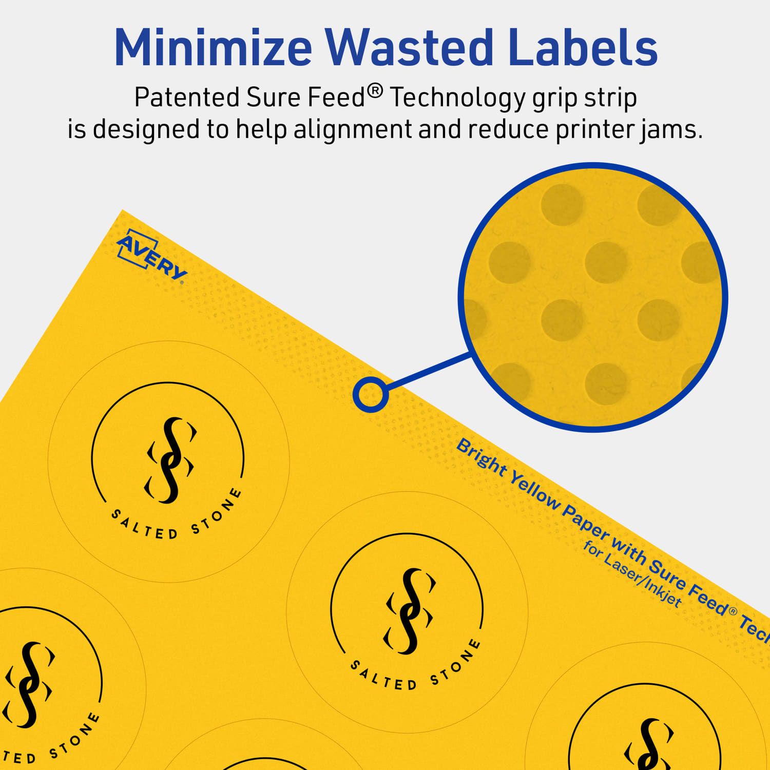 Avery Print-To-The-Edge Labels With Sure Feed Technology And Easy Peel Label Feature, 94510-BYP10, Round, 2-1/4in, Matte Bright Yellow, Pack of 120 - Image 5