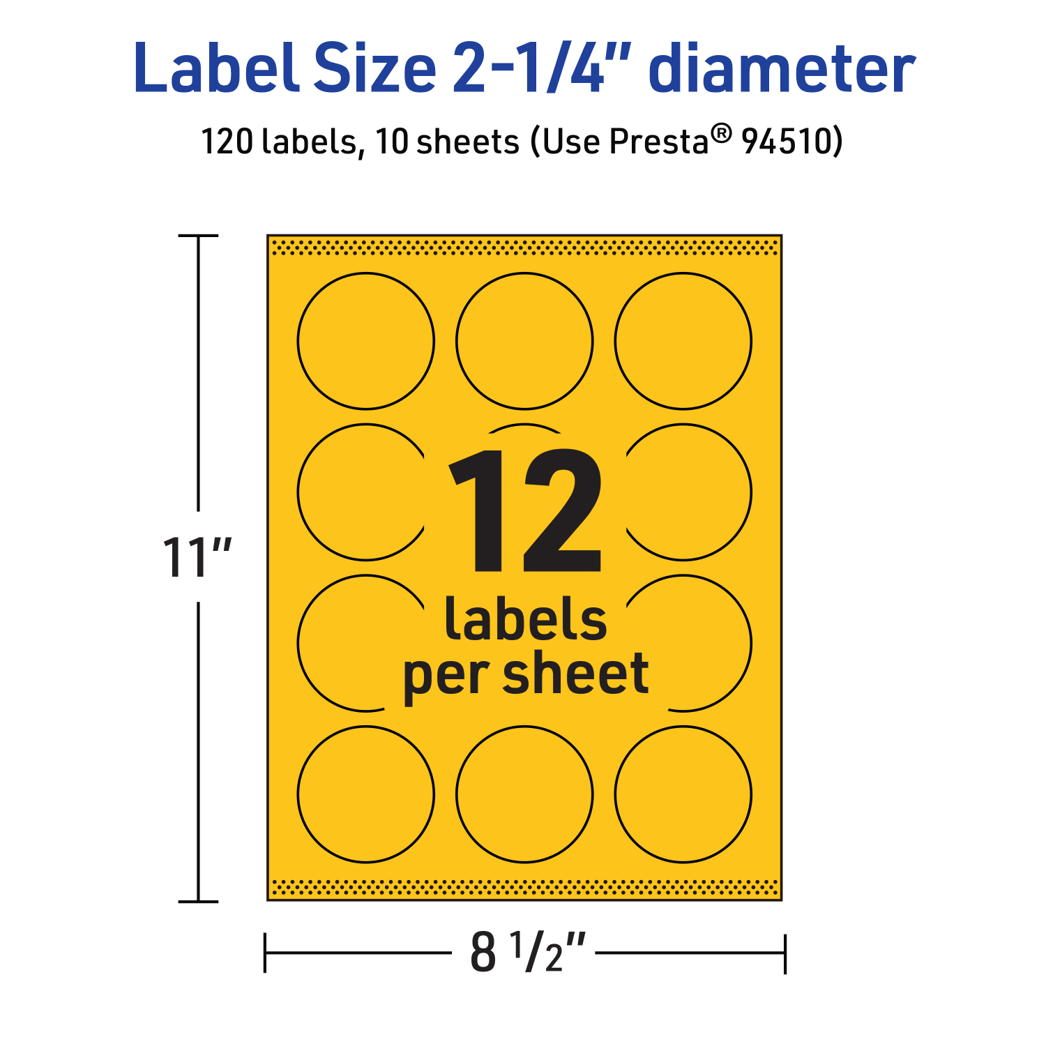 Avery Print-To-The-Edge Labels With Sure Feed Technology And Easy Peel Label Feature, 94510-BYP10, Round, 2-1/4in, Matte Bright Yellow, Pack of 120 - Image 6