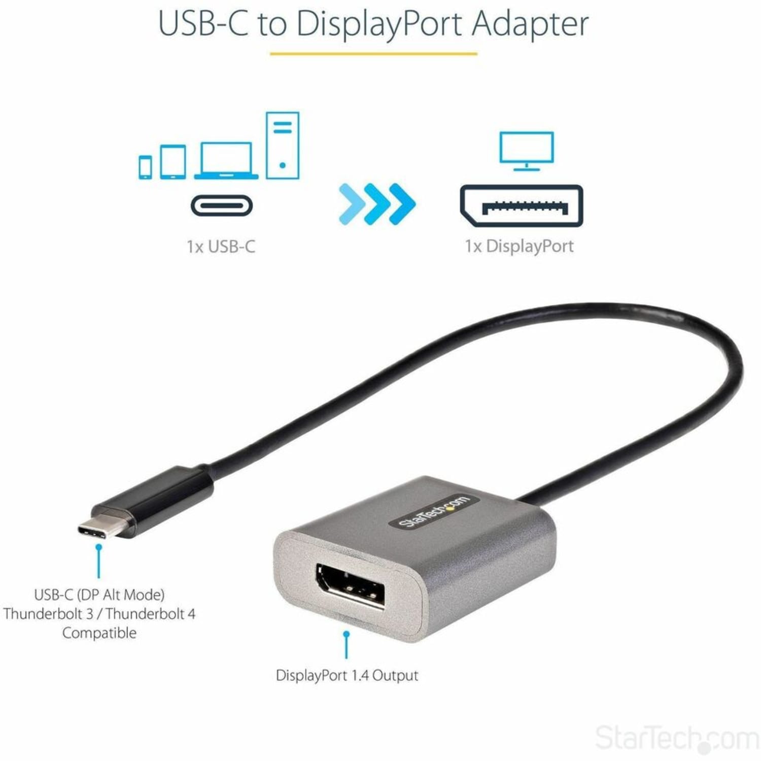 StarTech.com 8K/4K 60Hz USB C To DisplayPort Adapter - Image 3