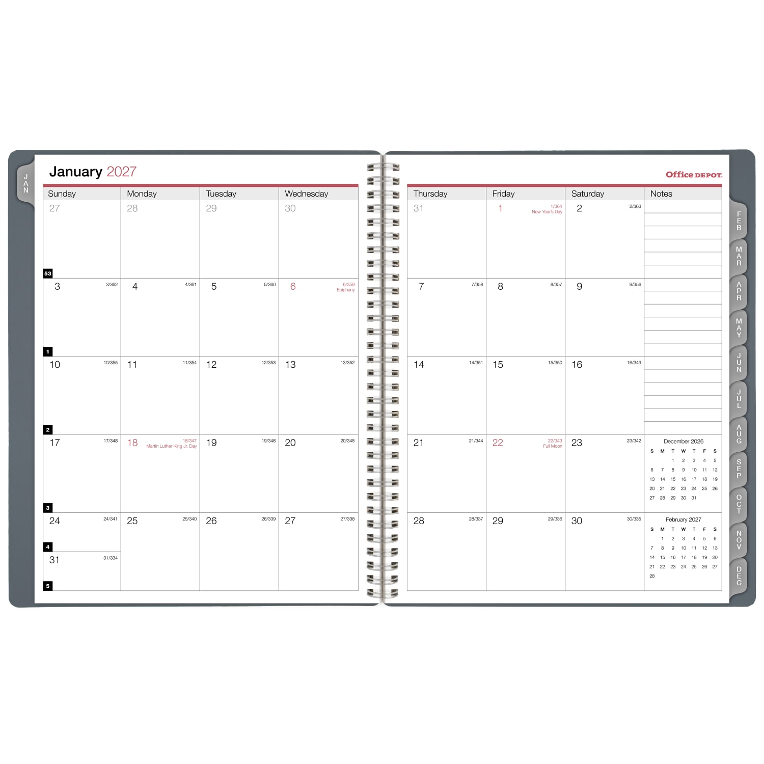 Office Depot Brand Monthly Planner, 8 1/2in x 11in, Silver, January 2027 to December 2027, OD00163027 - Image 3