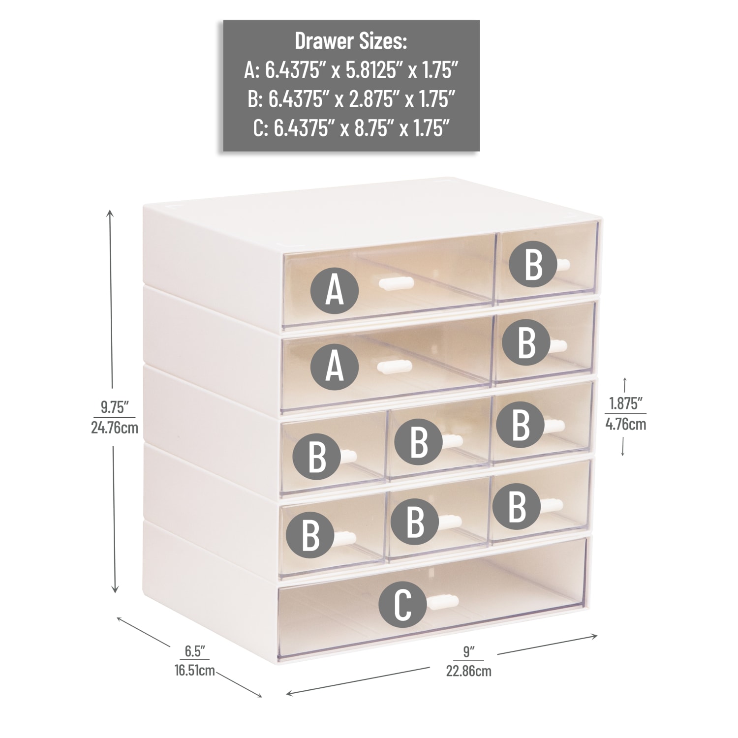 Mind Reader 5-Piece Stackable Craft Organizer, White, Total Qty 1 - Image 4