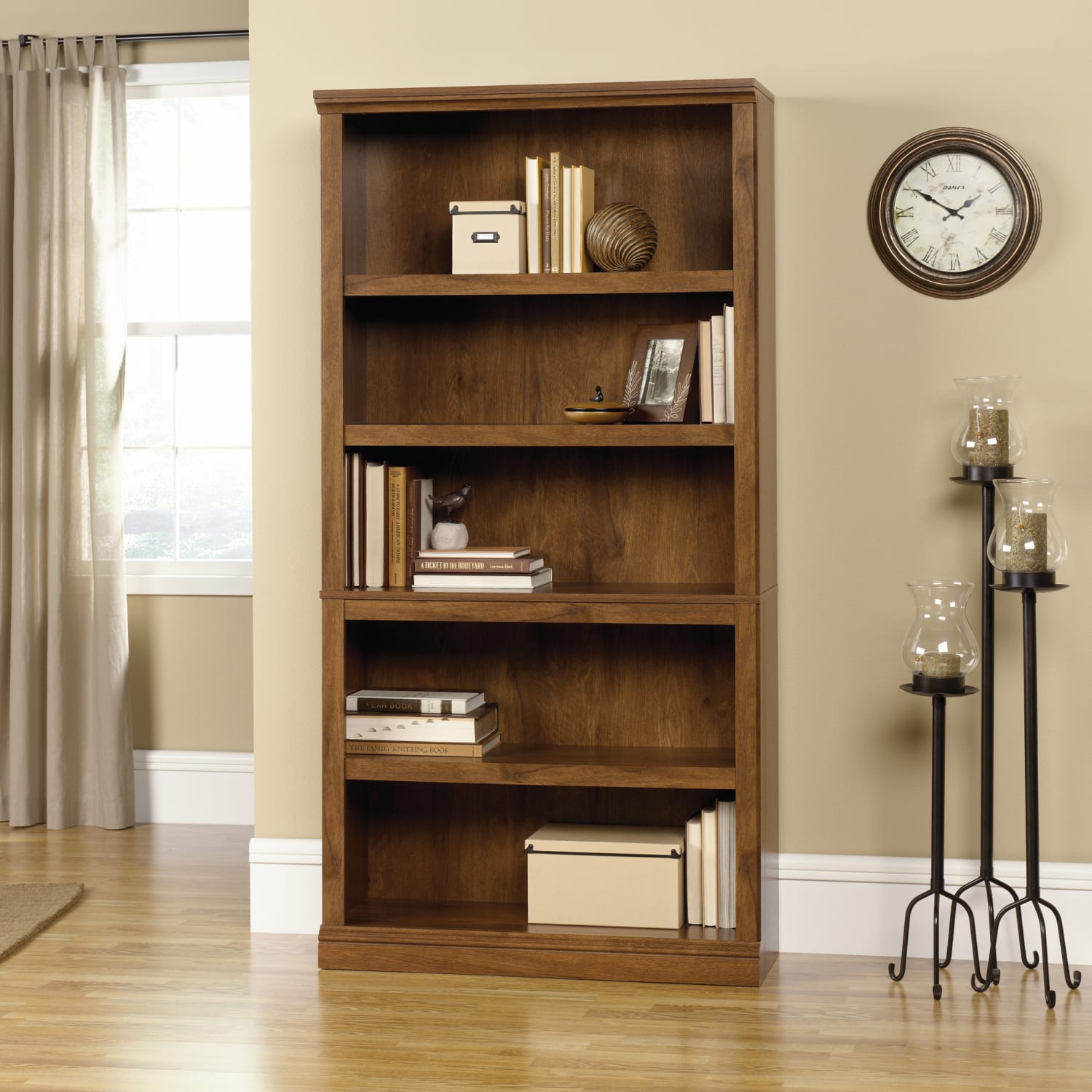 Sauder Select 70inH 5-Shelf Bookcase, Oiled Oak - Image 3