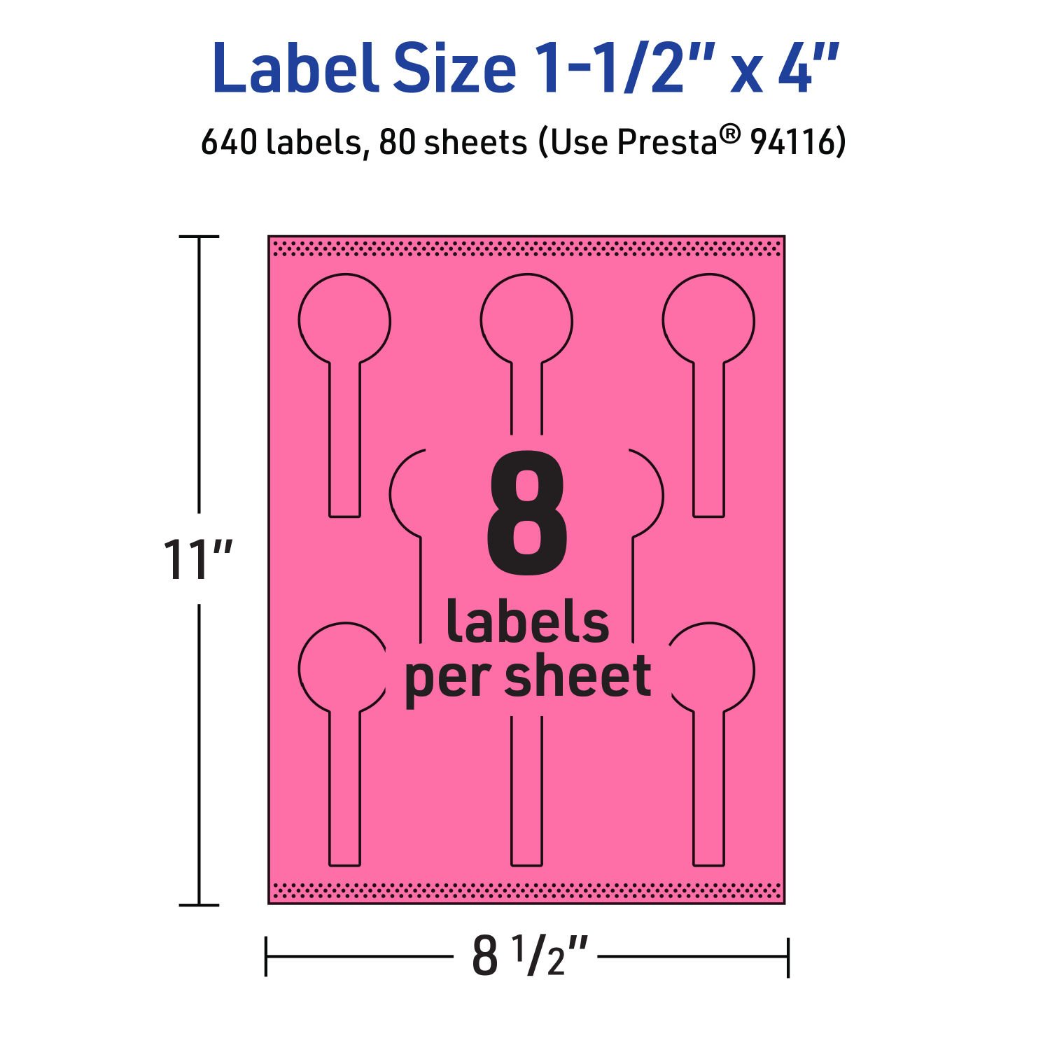Avery Print-To-The-Edge Labels With Sure Feed Technology, 94116-BPP80, Lollipop, 1-1/2in x 4in, Matte Bright Pink, Pack of 640 - Image 6