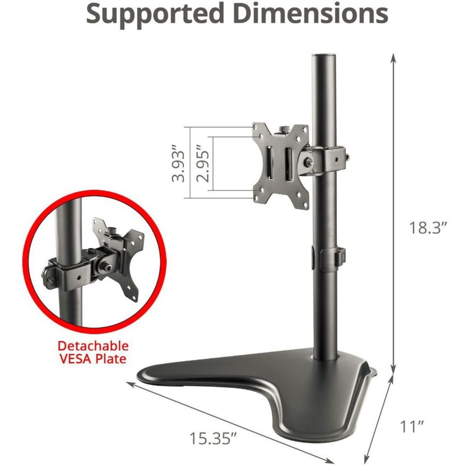 SIIG Height Adjustable Single Monitor Freestanding Desk Stand for 13? to 32? - Image 5