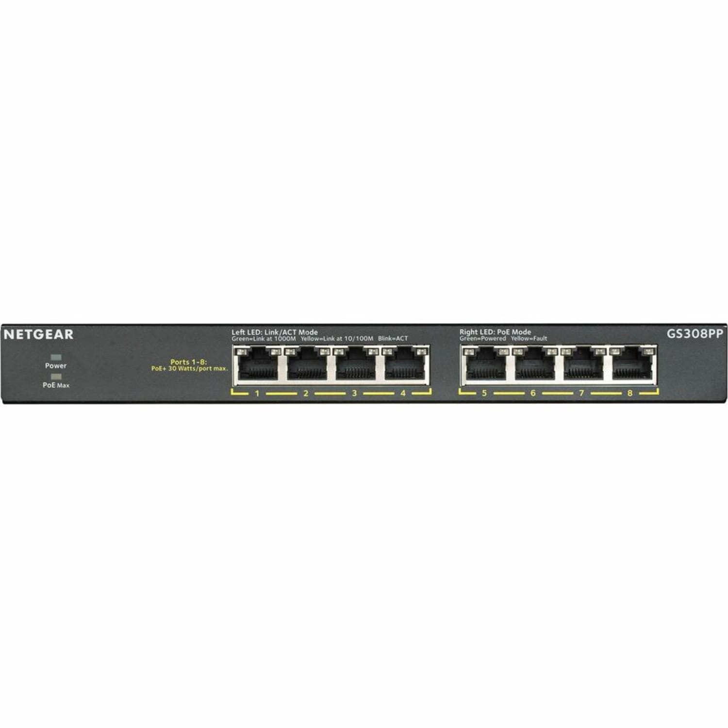 Netgear GS308PP Ethernet Switch - 8 Ports - 2 Layer Supported - Twisted Pair - Desktop, Wall Mountable, Rac - GS308PP100NAS - Image 6