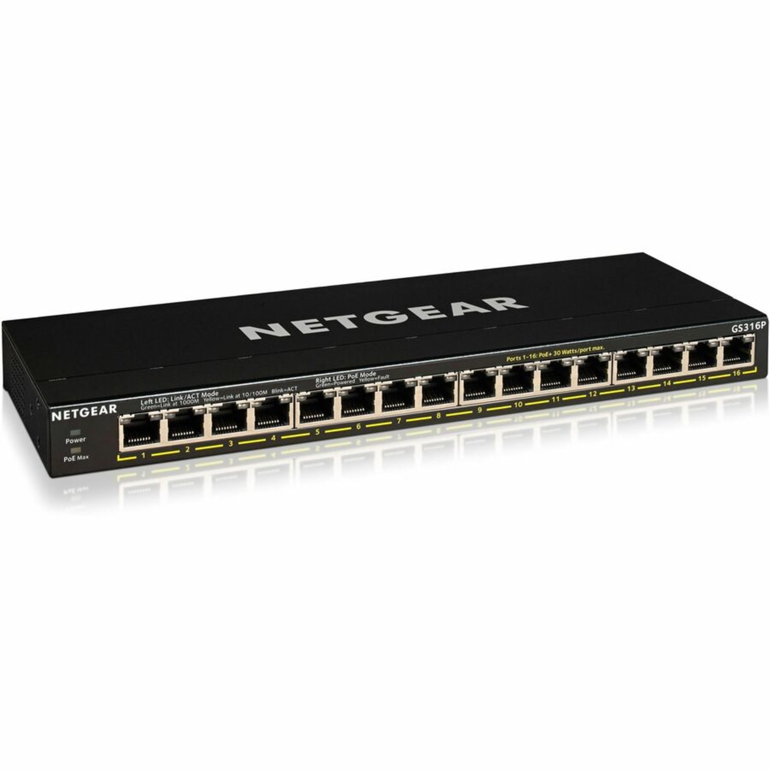 Netgear GS316P Ethernet Switch - 16 Ports - 2 Layer Supported - Twisted Pair - Desktop, Wall Mountable, Rac - GS316P100NAS - Image 4