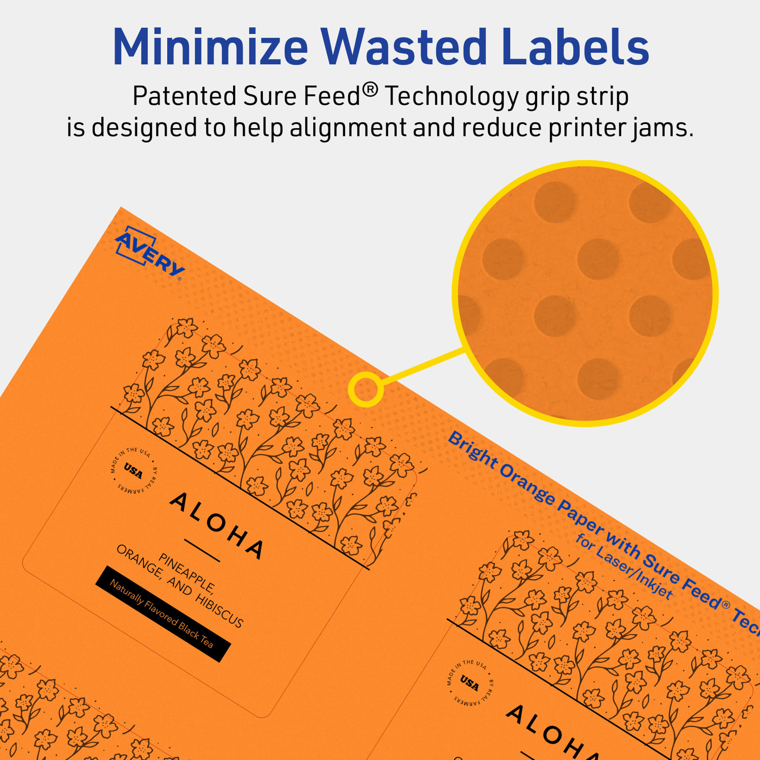 Avery Print-To-The-Edge Labels With Sure Feed Technology And Easy Peel, 94109-BOP10, Square, 2-3/4in x 2-3/4in, Matte Bright Orange, Pack of 60 - Image 5