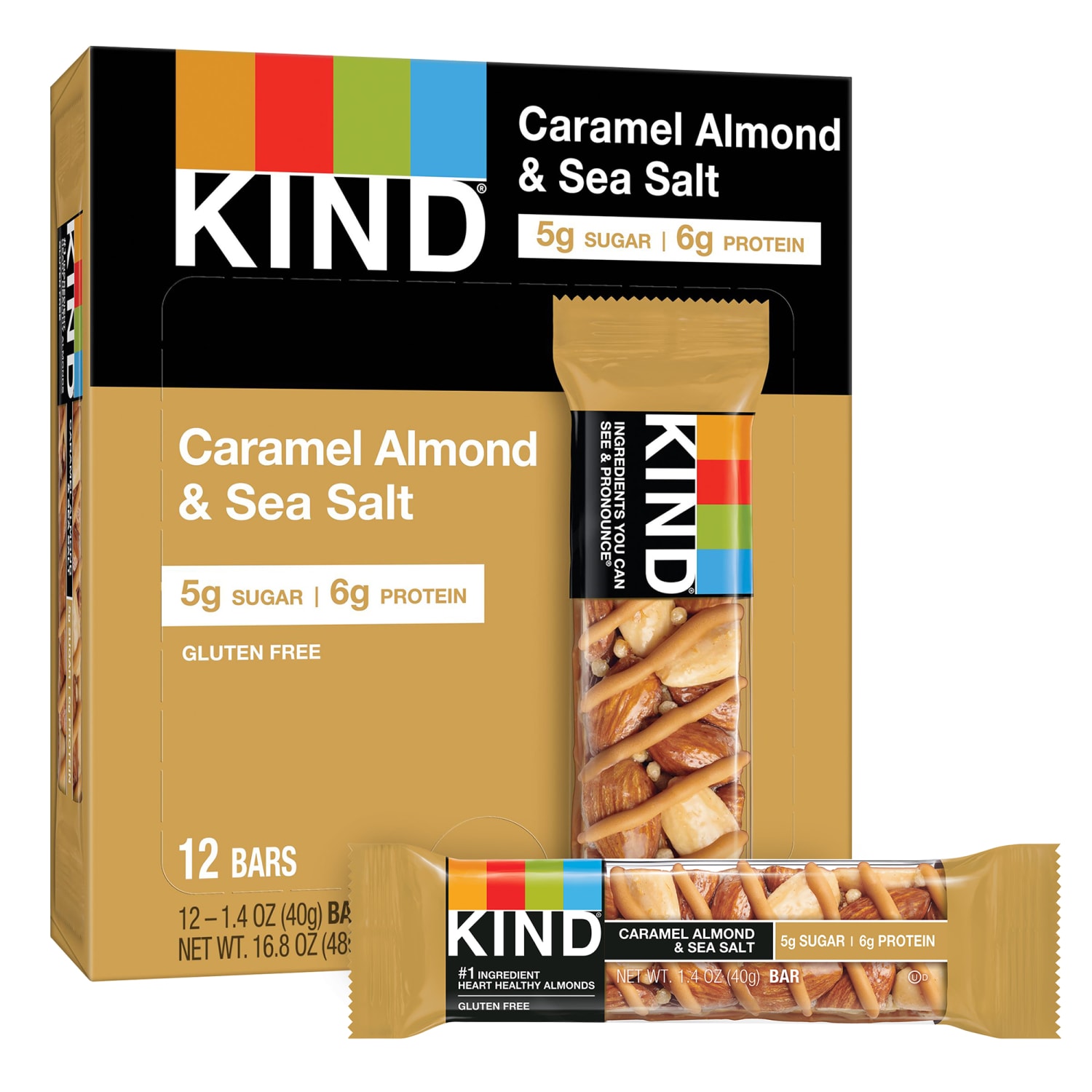 KIND Bars Variety Pack, Dark Chocolate Nuts & Sea Salt/Peanut Butter Dark Chocolate/Caramel Almond Sea Salt, 1.4 Oz, Pack Of 36 Bars - Image 4