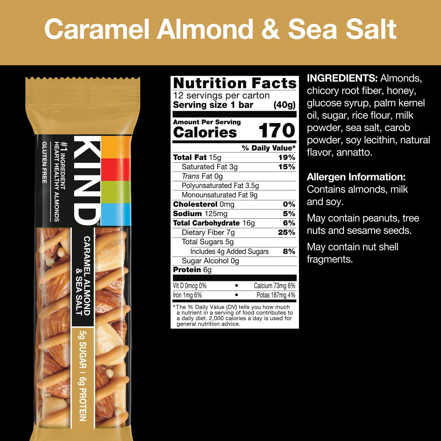 KIND Bars Variety Pack, Dark Chocolate Nuts & Sea Salt/Peanut Butter Dark Chocolate/Caramel Almond Sea Salt, 1.4 Oz, Pack Of 36 Bars - Image 5