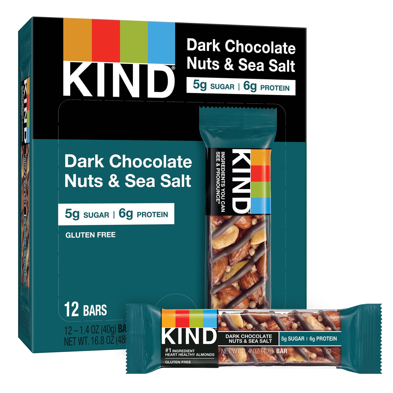 KIND Bars Variety Pack, Dark Chocolate Nuts & Sea Salt/Peanut Butter Dark Chocolate/Caramel Almond Sea Salt, 1.4 Oz, Pack Of 36 Bars - Image 6