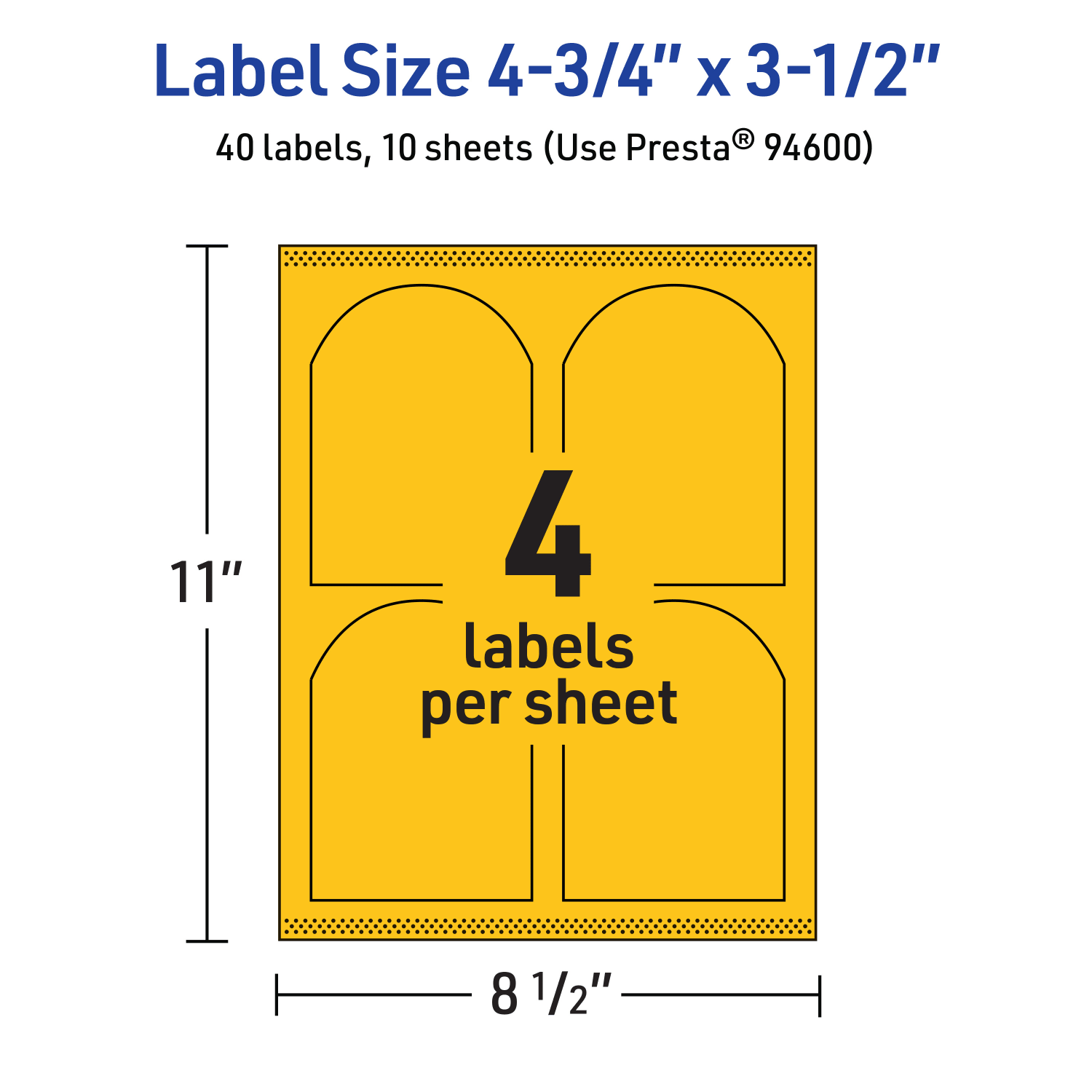 Avery Print-To-The-Edge Labels With Sure Feed Technology, 94600-BYP10, Arched, 4-3/4in x 3-1/2in, Matte Bright Yellow, Pack of 40 - Image 6