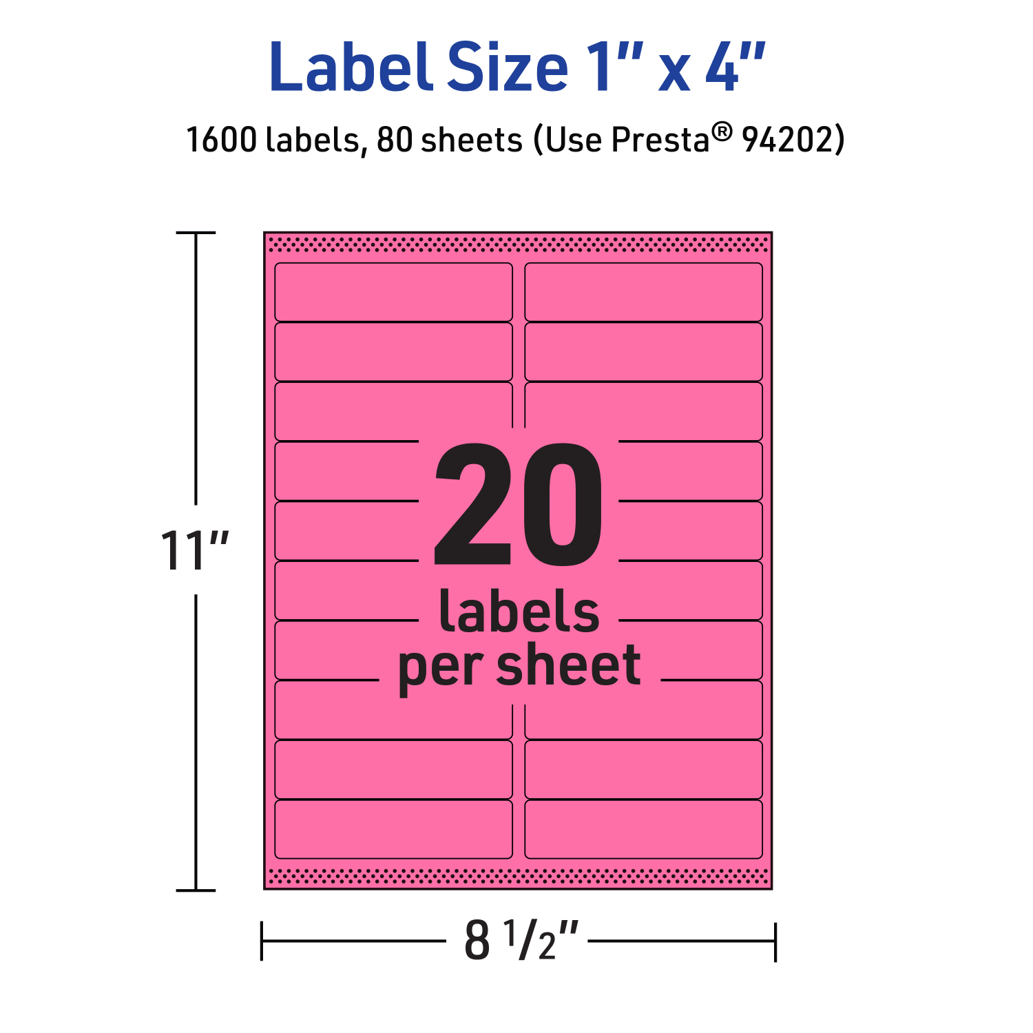 Avery Printable Labels With Sure Feed Technology, 94202-BPP80, Rectangle, 1in x 4in, Matte Bright Pink, Pack of 1600 - Image 6