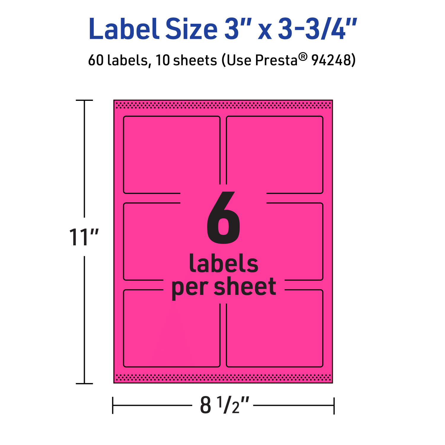 Avery Print-To-The-Edge Labels With Sure Feed Technology And Easy Peel, 94248-NMP10, Rectangle, 3in x 3-3/4in, Matte Neon Magenta, Pack of 60 - Image 6