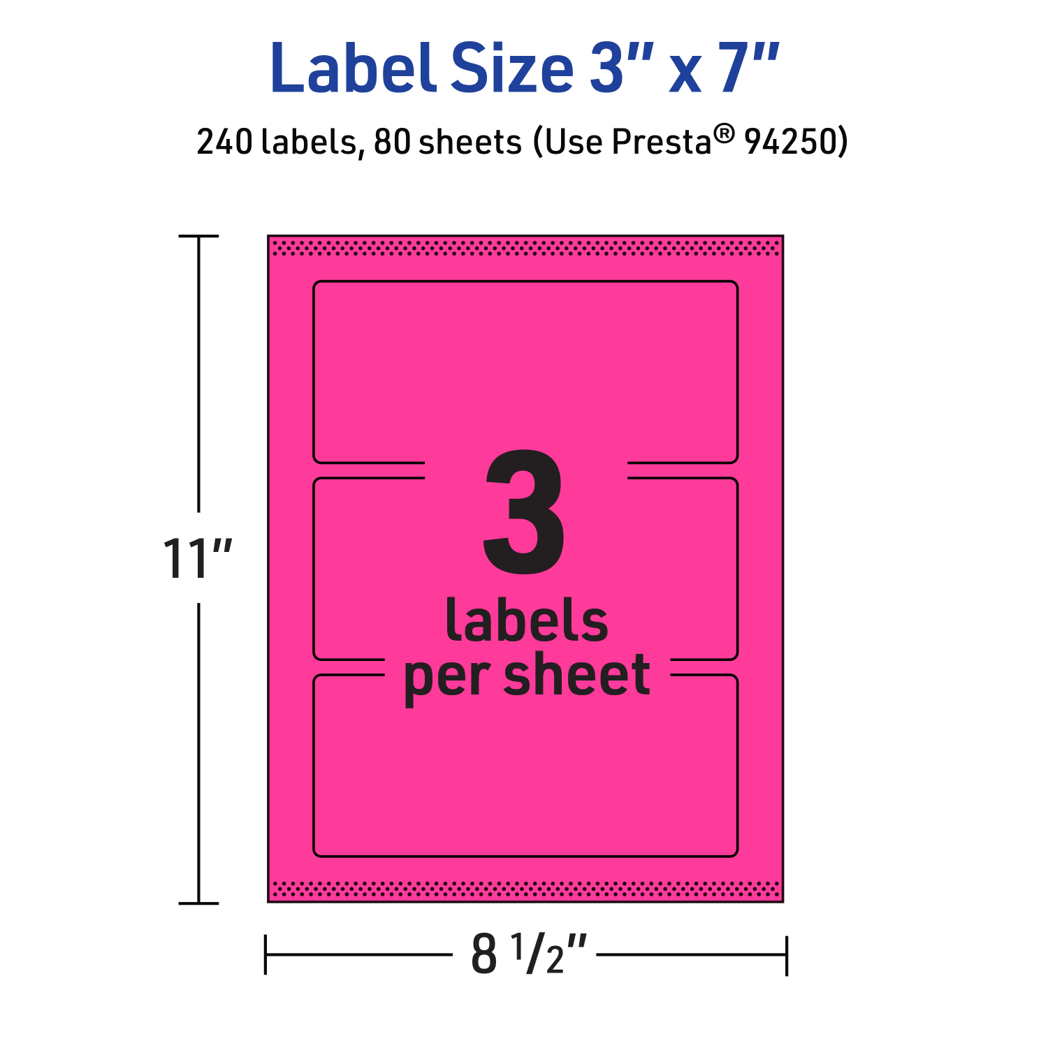 Avery Print-To-The-Edge Labels With Sure Feed Technology, 94250-NMP80, Rectangle, 3in x 7in, Matte Neon Magenta, Pack of 240 - Image 6