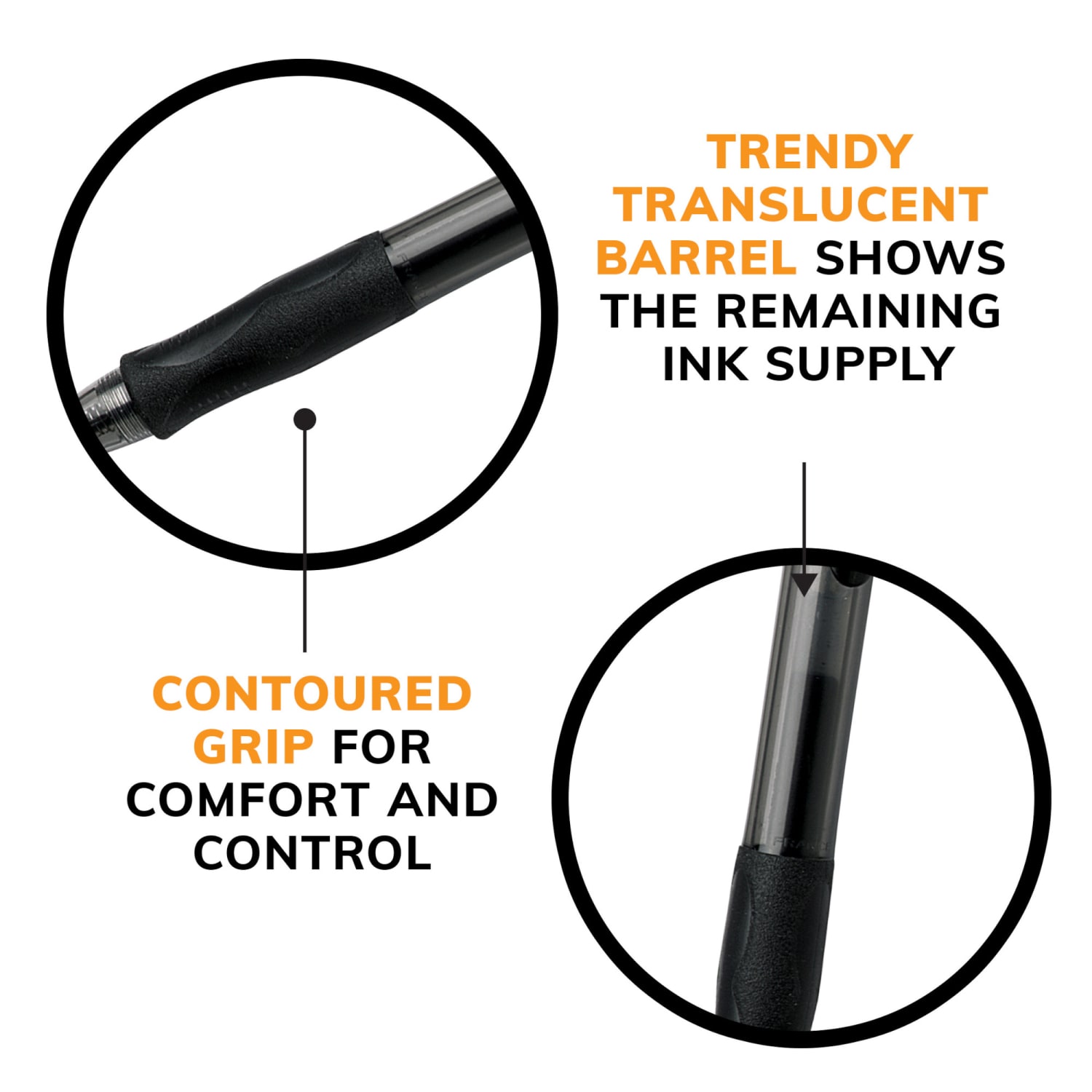 BIC Gelocity Original Long Lasting Retractable Gel Pens, Medium Point, 0.7 mm, Black Barrel, Black Ink, Pack Of 12 - Image 5