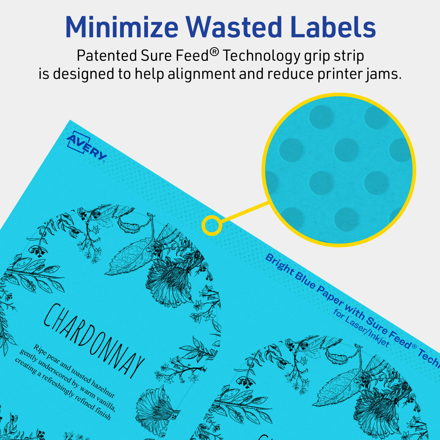 Avery Print-To-The-Edge Labels With Sure Feed Technology, 94600-BBP80, Arched, 4-3/4in x 3-1/2in, Matte Bright Blue, Pack of 320 - Image 5