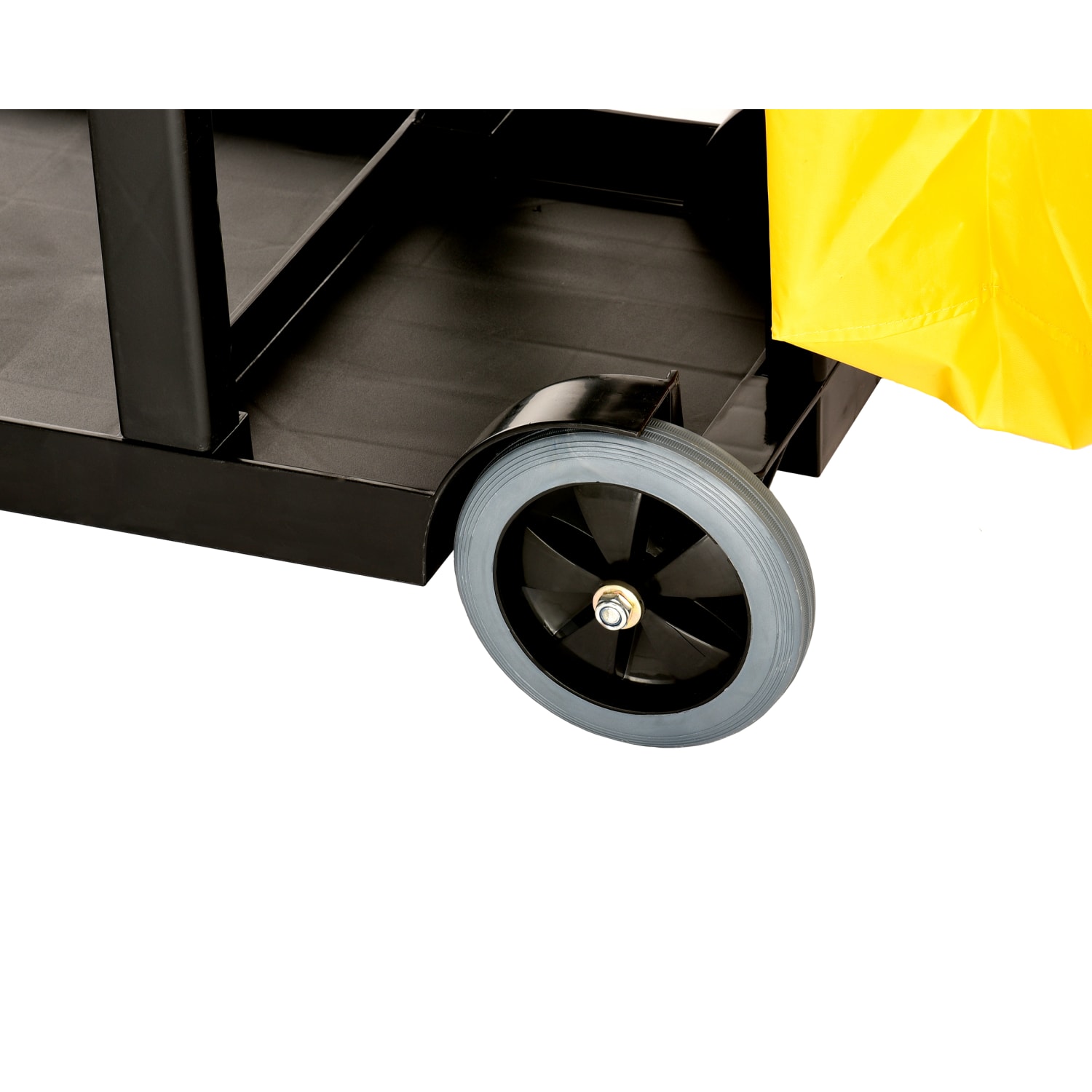Alpine 3-Shelf Janitorial Platform Cleaning Cart, 47-5/8inH x 18-15/16inW x 39-1/4inD, Yellow/Black - Image 5