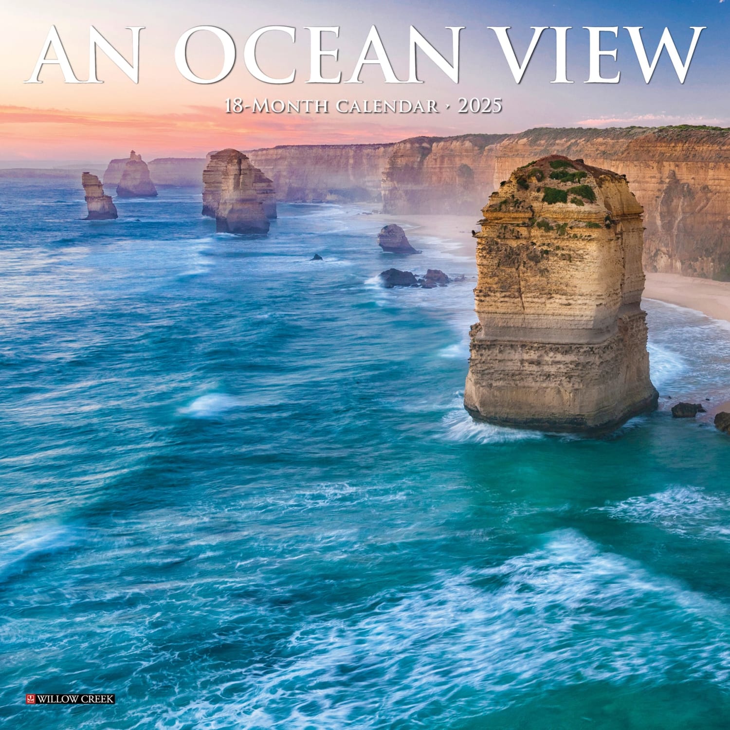 2025 Willow Creek Press Mini Wall Calendar, 7in x 7in, Ocean View, January 2025 To December 2025, 45893
