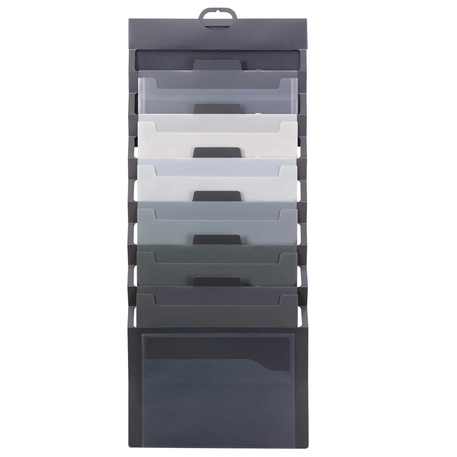 Smead 6-Pocket Cascading Wall Organizer, Letter Size, 36-1/4in x 14-1/4in, Gray - Image 3