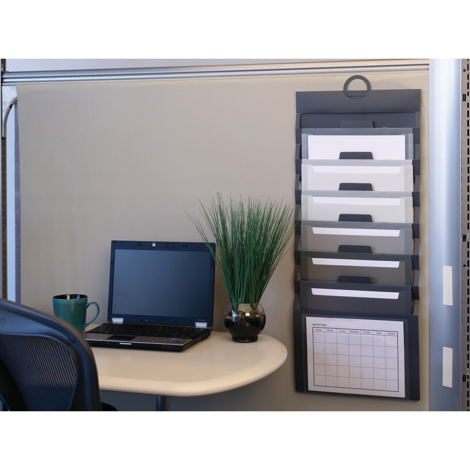 Smead 6-Pocket Cascading Wall Organizer, Letter Size, 36-1/4in x 14-1/4in, Gray - Image 5