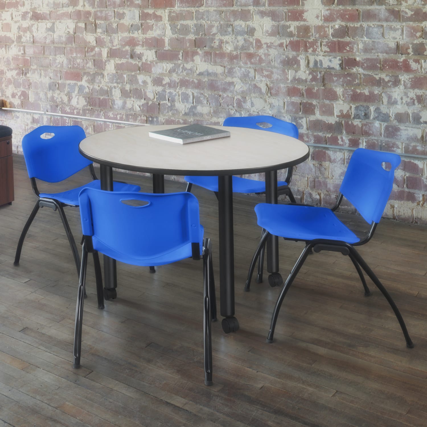 Regency M Breakroom Stacking Chairs ChromeBlue Pack Of 4 Chairs PopularChairscom