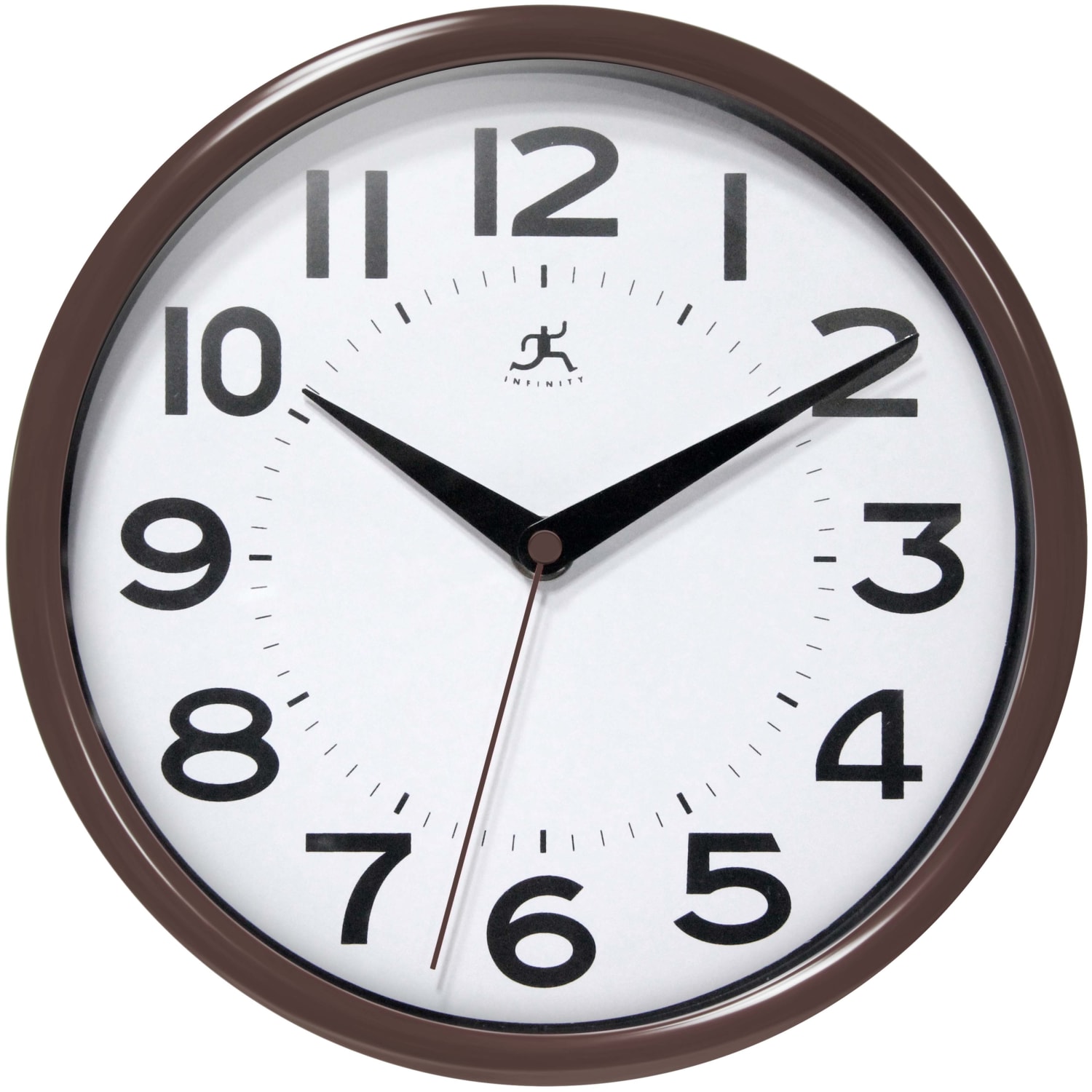 Infinity Instruments Metro Round Wall Clock, 9in, Brown