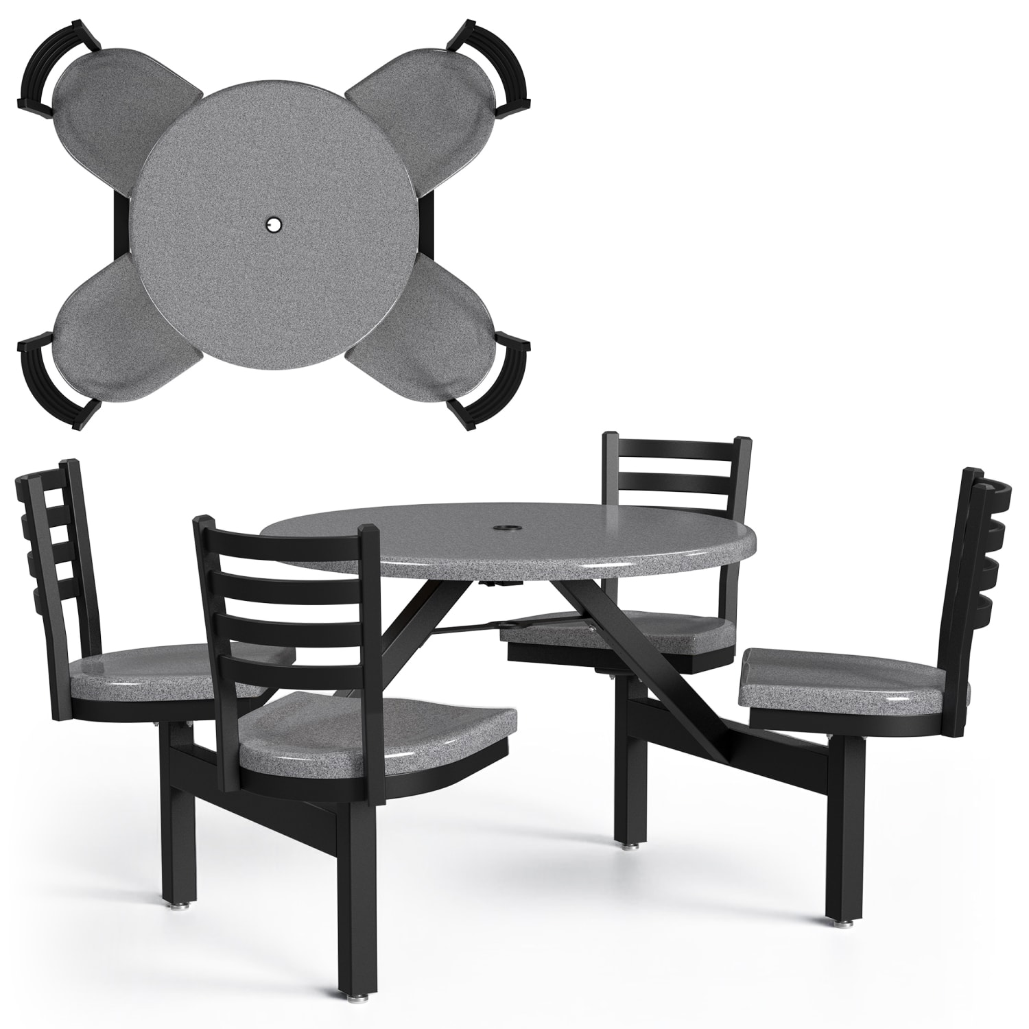 Palmer Hamilton Covey Outdoor Cluster Table With 4 Seats, 29in x 54in, Steel Gray - Image 3