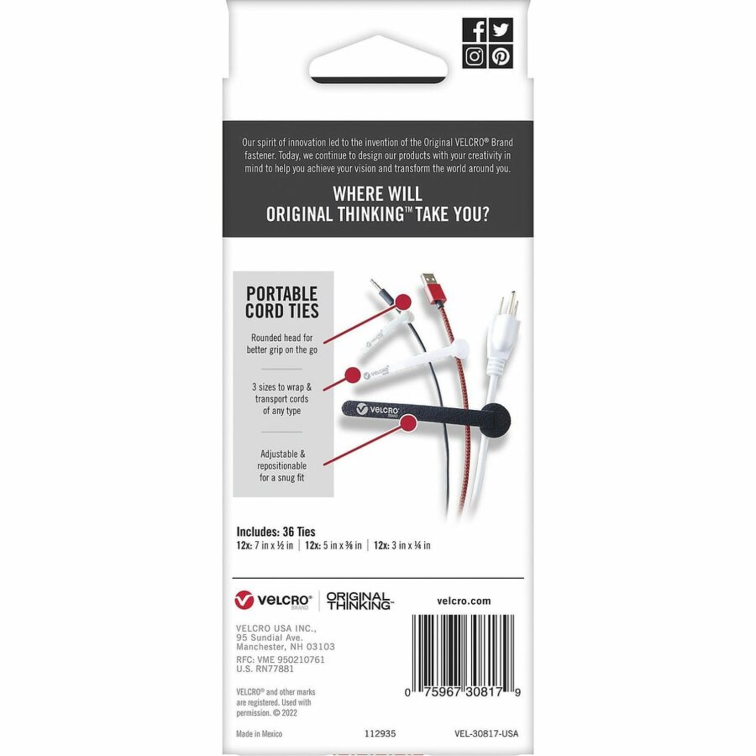 VELCRO Portable Cord Ties - Cable Tie - Multi - 36 / Pack - Image 4