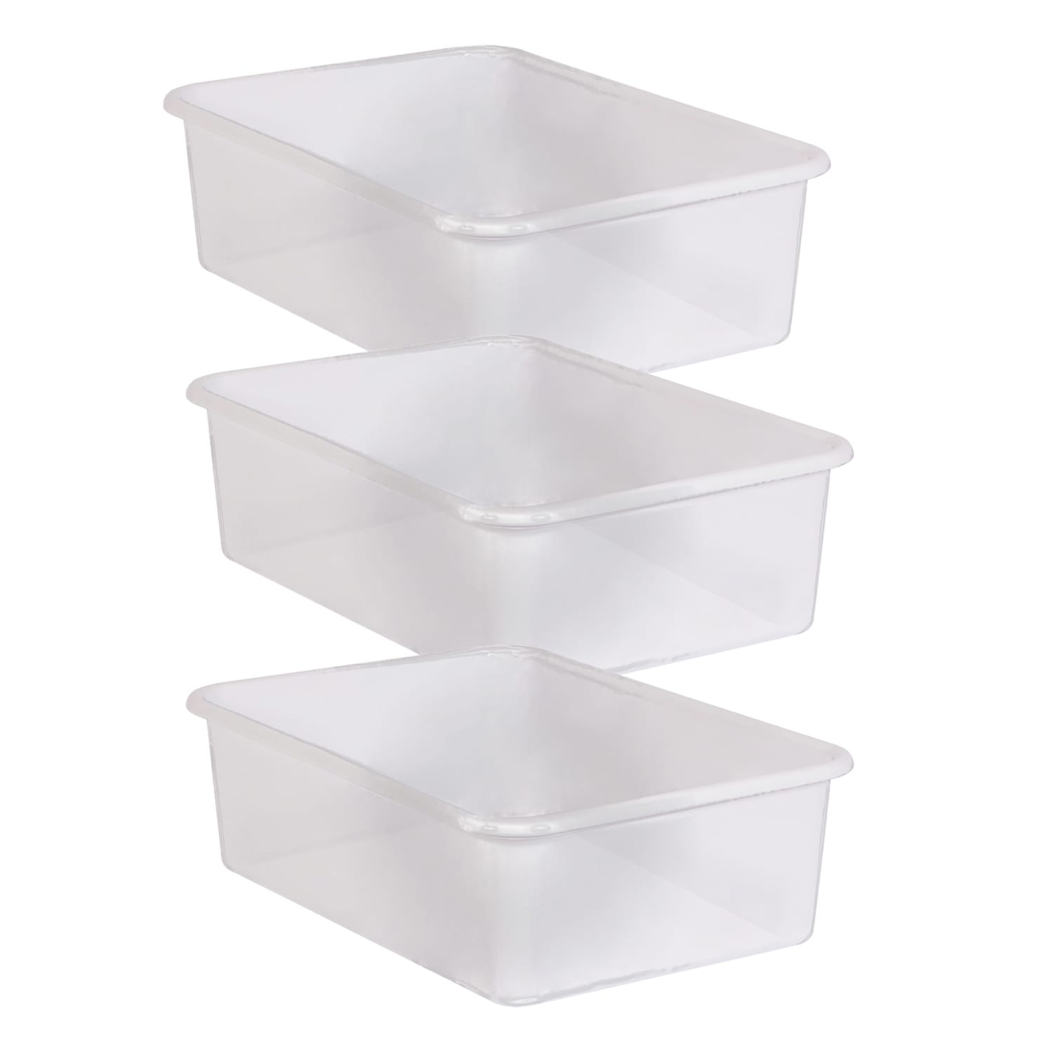 Teacher Created Resources Plastic Storage Bin, Large, Clear, Pack Of 3
