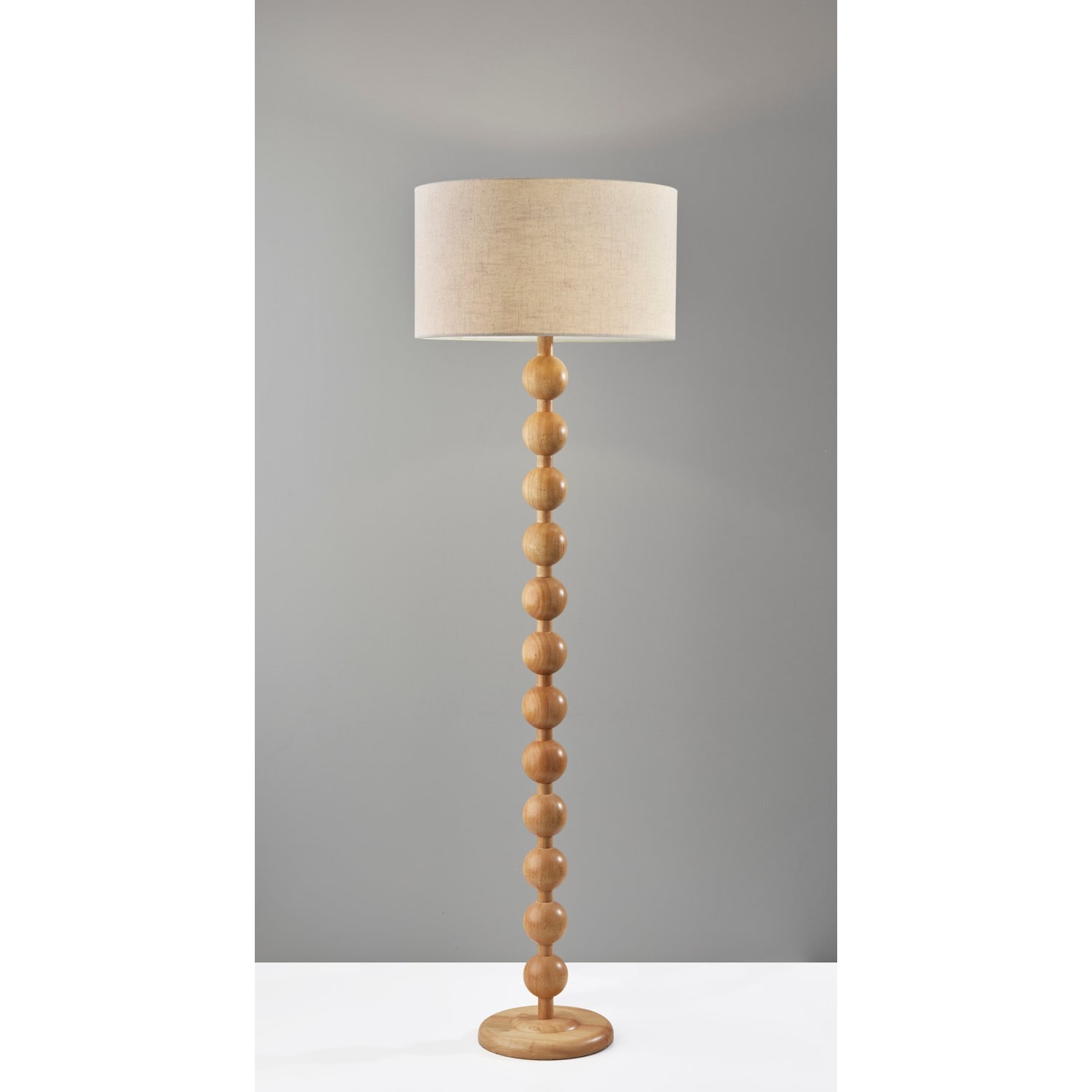 Adesso Orchard Floor Lamp, 62inH, Cream Linen Shade/Natural Base - Image 3