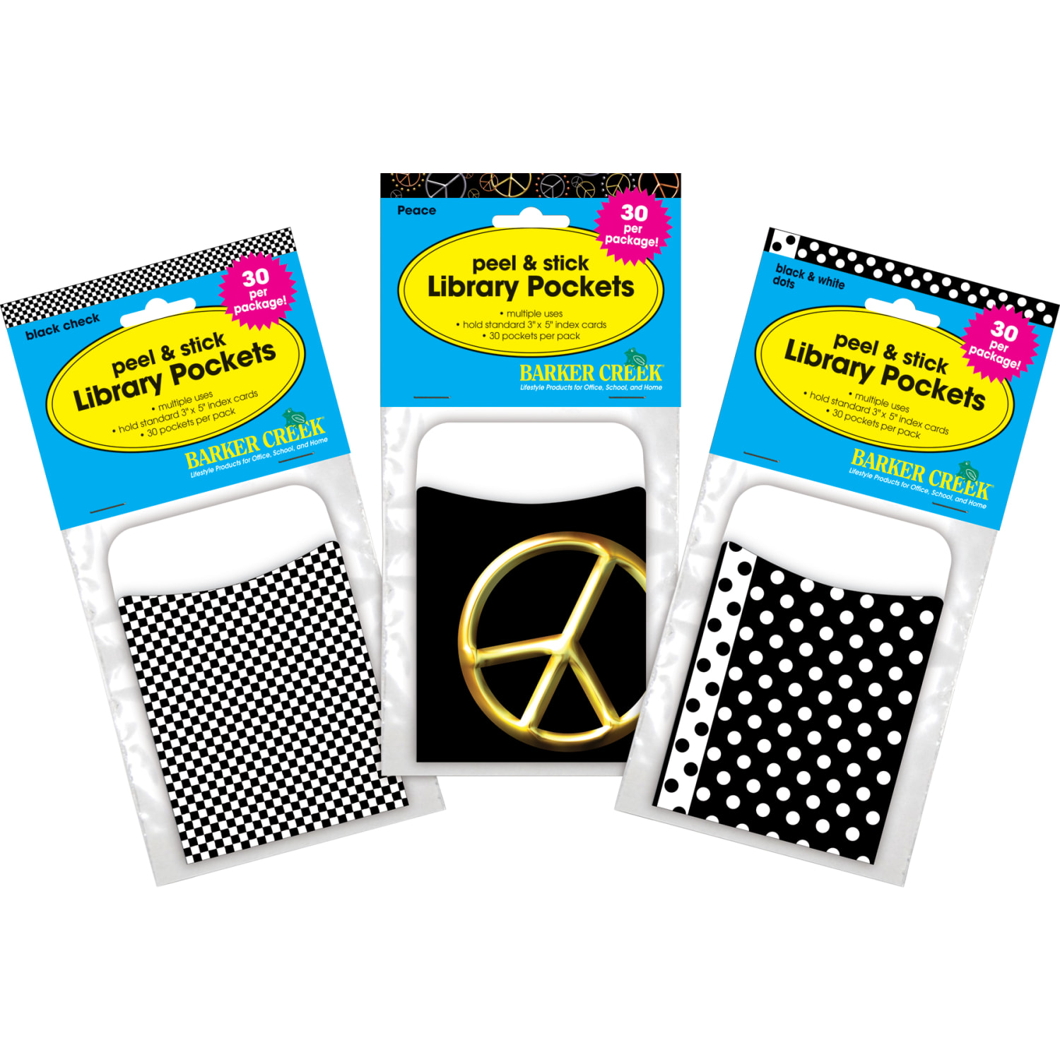 Barker Creek Peel & Stick Library Pockets, 3-1/2in x 5-1/8in, Peace, Set Of 90 Pockets - Image 6
