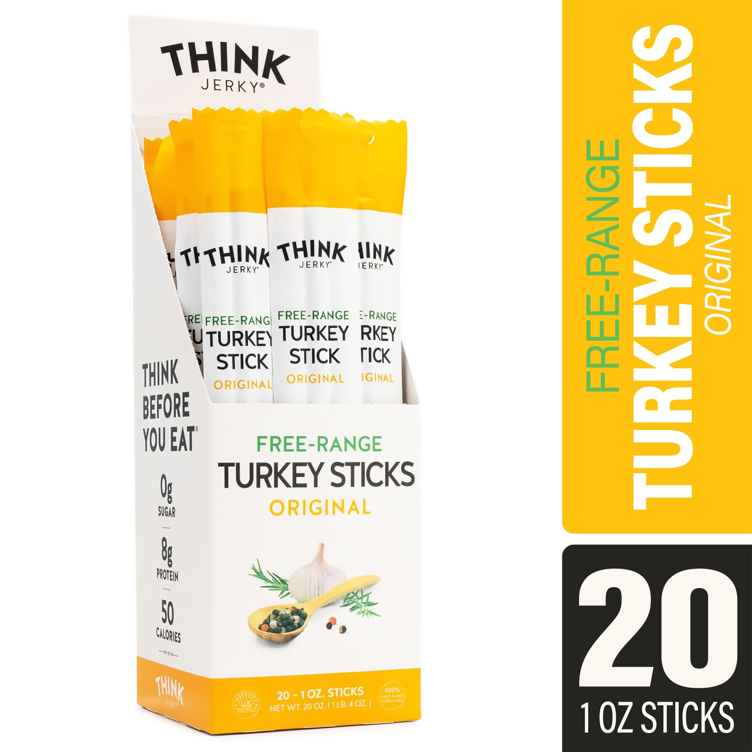 Think Jerky Free-Range Turkey Sticks, 1 Oz, Pack Of 20 Sticks - Image 3