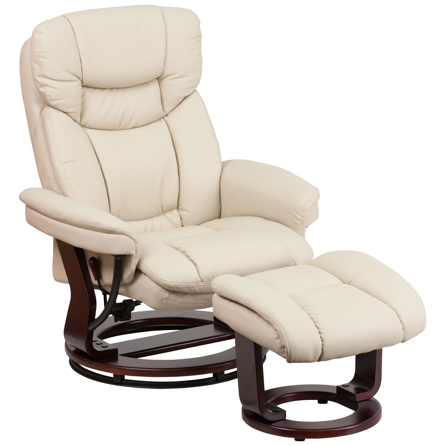 Flash Furniture Contemporary Recliner With Curved Ottoman BeigeMahogany PopularChairscom