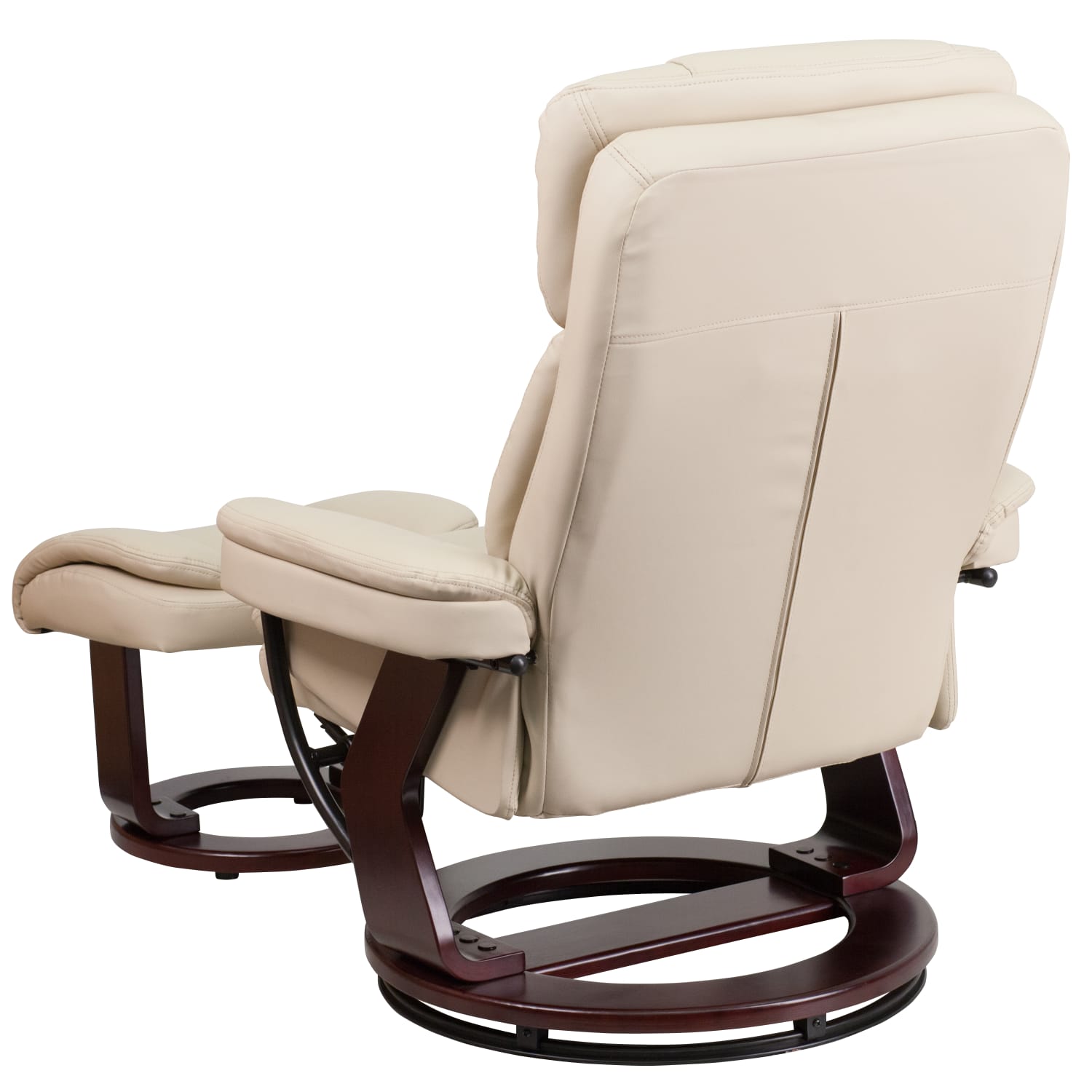 Flash Furniture Contemporary Recliner With Curved Ottoman BeigeMahogany PopularChairscom