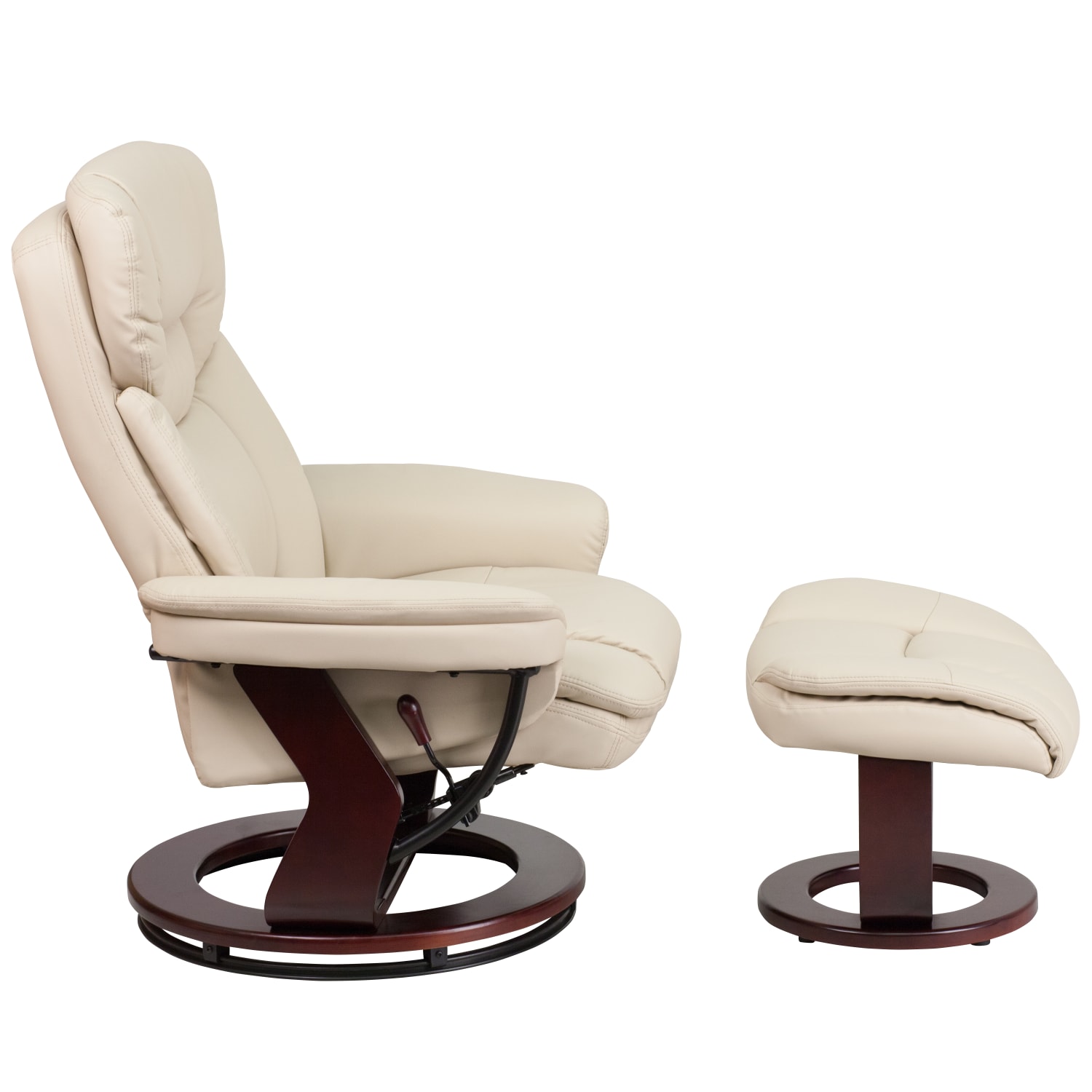 Flash Furniture Contemporary Recliner With Curved Ottoman BeigeMahogany PopularChairscom