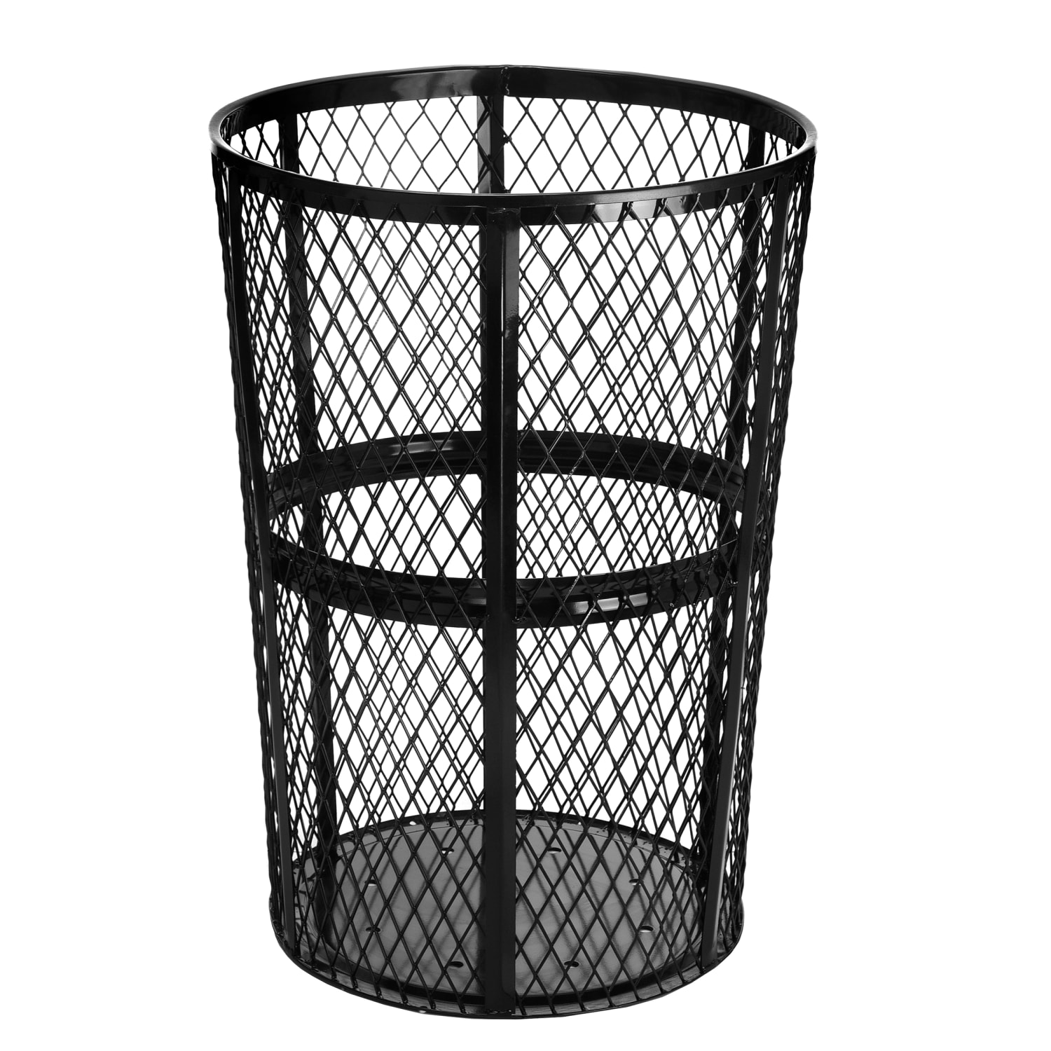 Alpine Industries Metal Mesh Outdoor Trash Receptacles, 48 Gallons, Black, Pack Of 3 Receptacles - Image 3