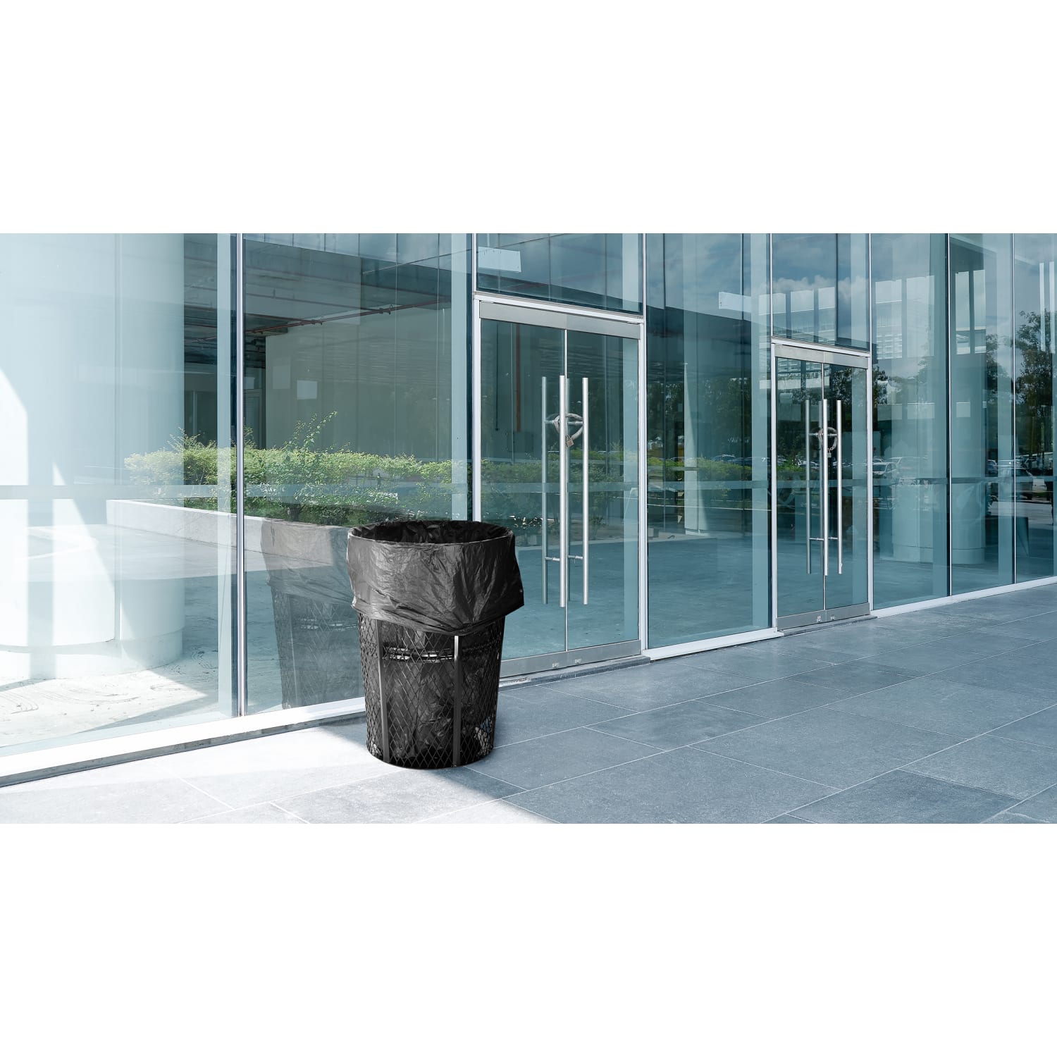 Alpine Industries Metal Mesh Outdoor Trash Receptacles, 48 Gallons, Black, Pack Of 3 Receptacles - Image 4