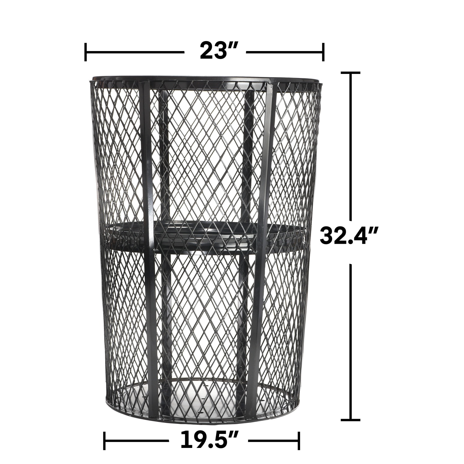 Alpine Industries Metal Mesh Outdoor Trash Receptacles, 48 Gallons, Black, Pack Of 3 Receptacles - Image 5