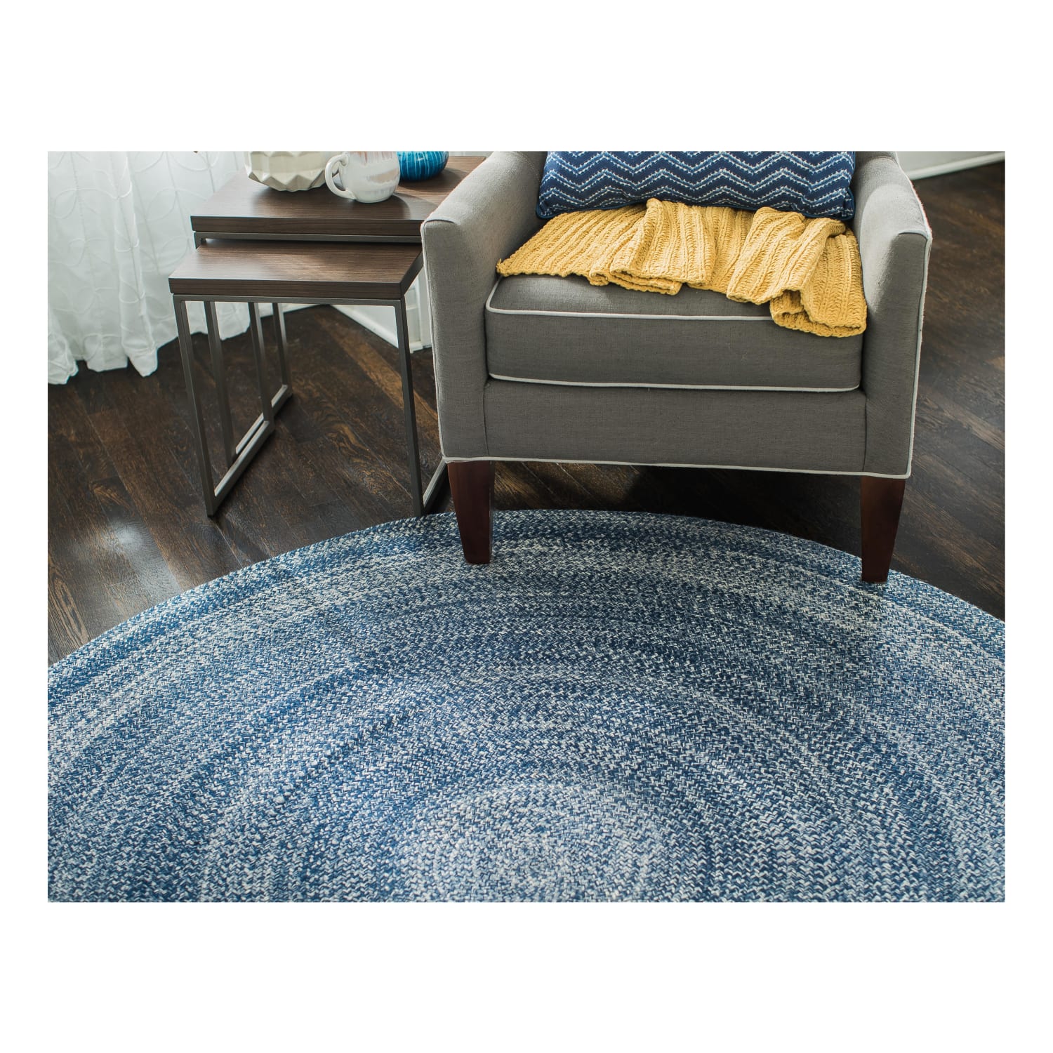 Anji Mountain Epona Braided Round Rug, 4ft, Blue - Image 5