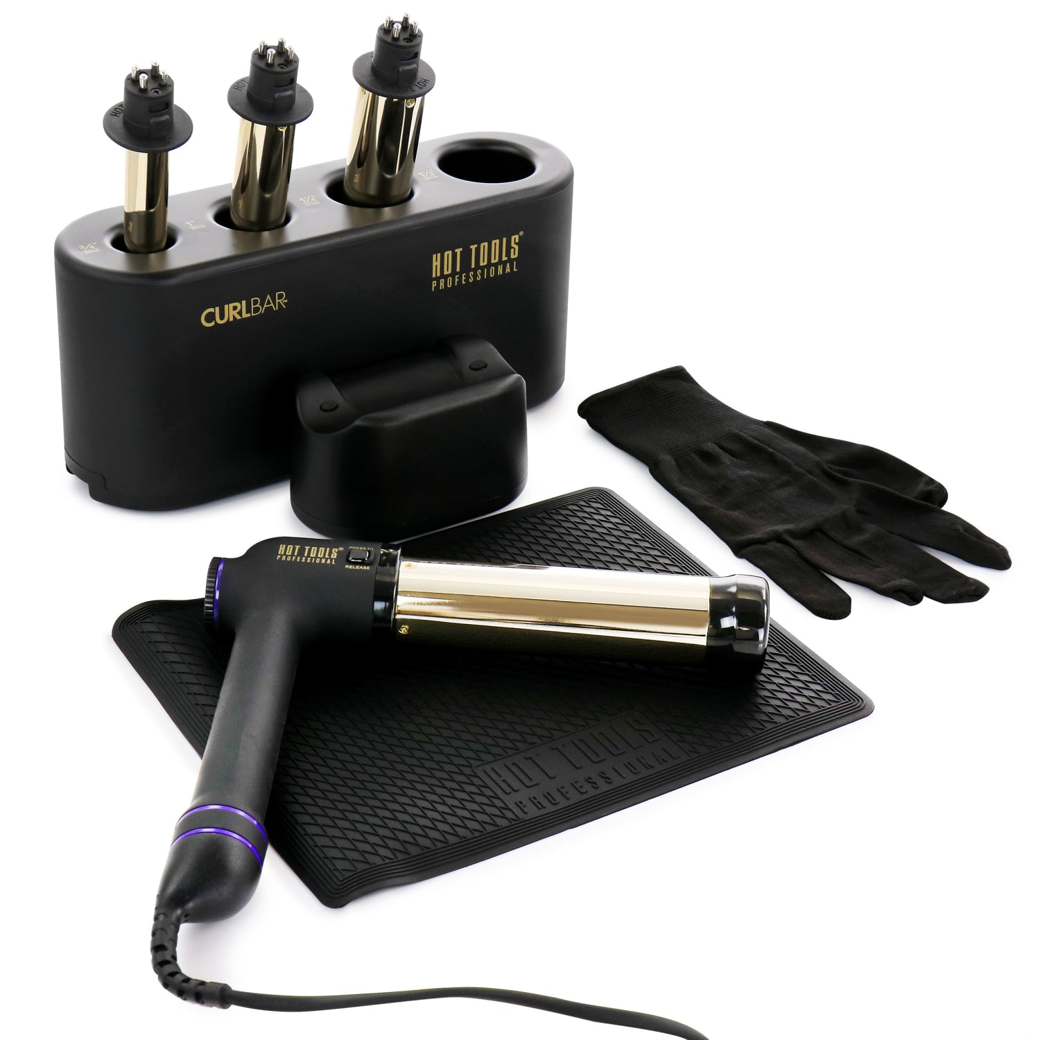 Gibson Hot Tools Professional Curl Bar Set With 24K Gold Interchangeable Barrels And Pulse Technology, Black - Image 4