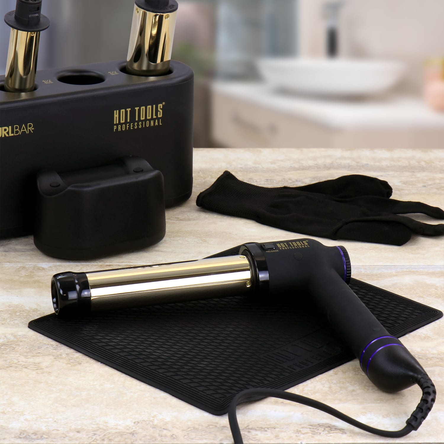 Gibson Hot Tools Professional Curl Bar Set With 24K Gold Interchangeable Barrels And Pulse Technology, Black - Image 5
