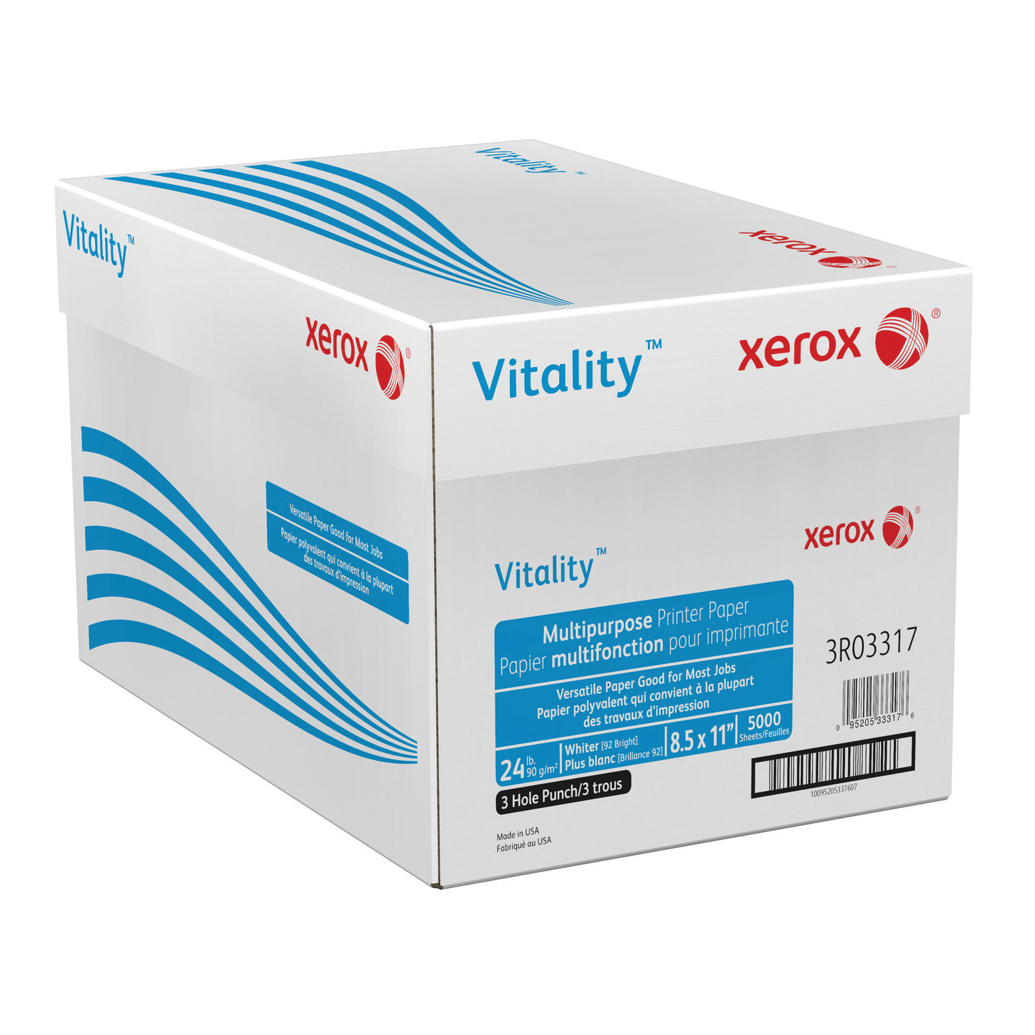 Xerox Vitality 3-Hole Punched Multi-Use Printer & Copy Paper, 10 Reams, White, Letter Size, 5000 Sheets Per Case, 24 Lb, 92 Brightness - 3R3317 - Image 4